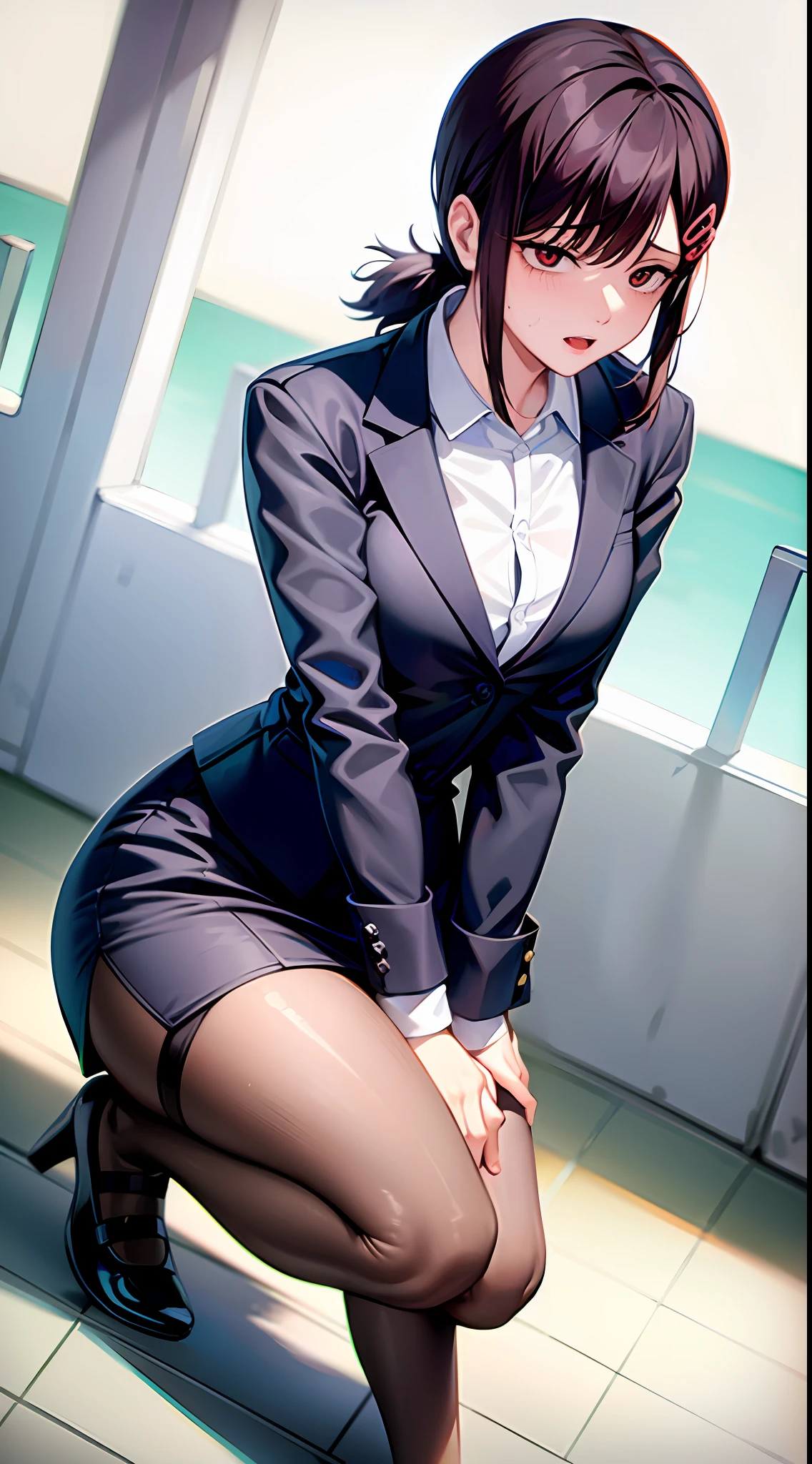 mulher arafed em uma saia e jaqueta segurando um guarda-chuva, pernas longas, pernas elegantes, nice legs, wearing a strict business suit, caminhando para o trabalho, coxas e saia, lady in black coat and pantyhose, wearing japanese school uniform, pernas longas e finas, mini-saia, pernas suculentas, de uma aluna posando, on sidewalk