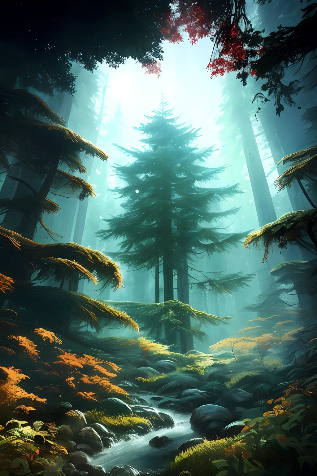masutepiece, Best Quality, High quality, Highly detailed CG Unity 8k wallpaper, coniferous forest, Silence, towering conifers covering forest floor, Severe cold weather, Gentle beauty, Snow, Winters, Mild summer, Breeze, conifer, Branches, Bokeh, depth of fields, nffsw, bloom, chromatic abberation, Photorealistic, Extremely detailed, Popular on ArtStation, popular on CGSociety, with an intricate, high detailing, Dramatic, Art Midway