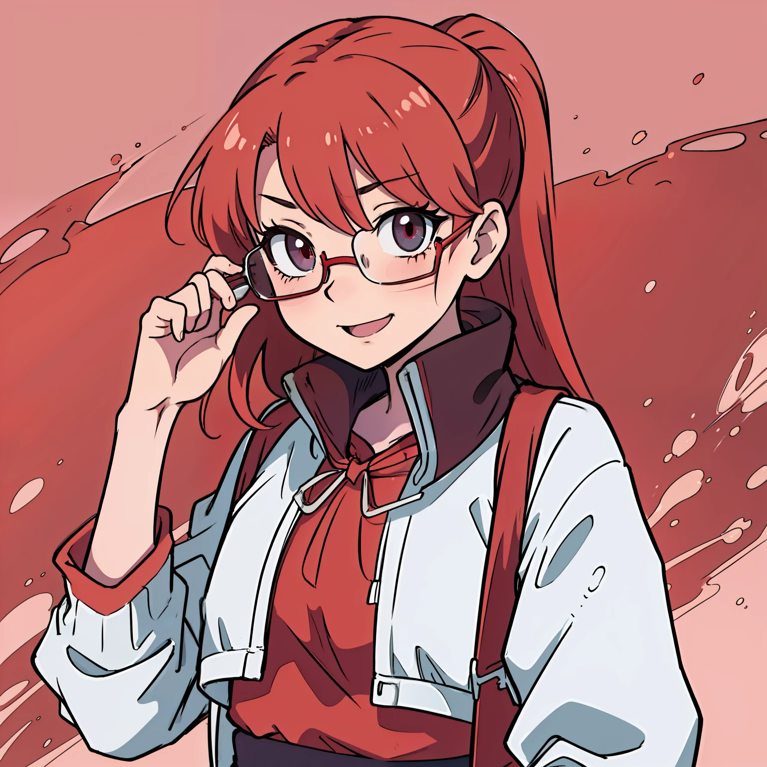 animemanga girl，Be red in the face，ssmile，eye glass