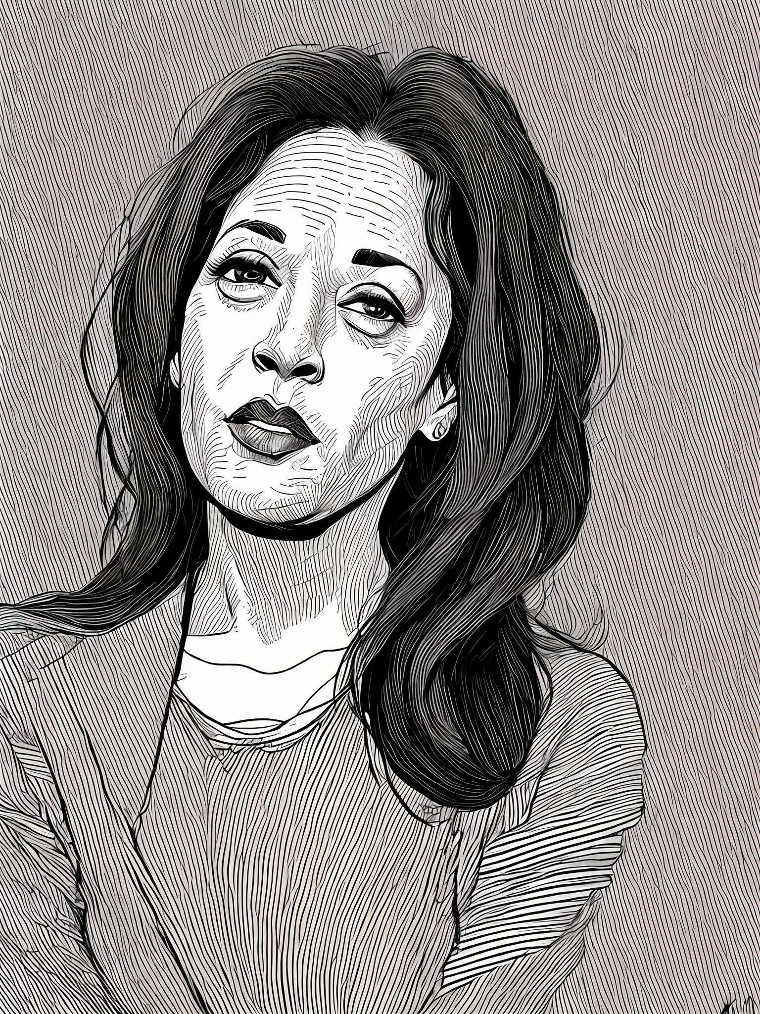 estilo single line art, kamala Harris, su oficina