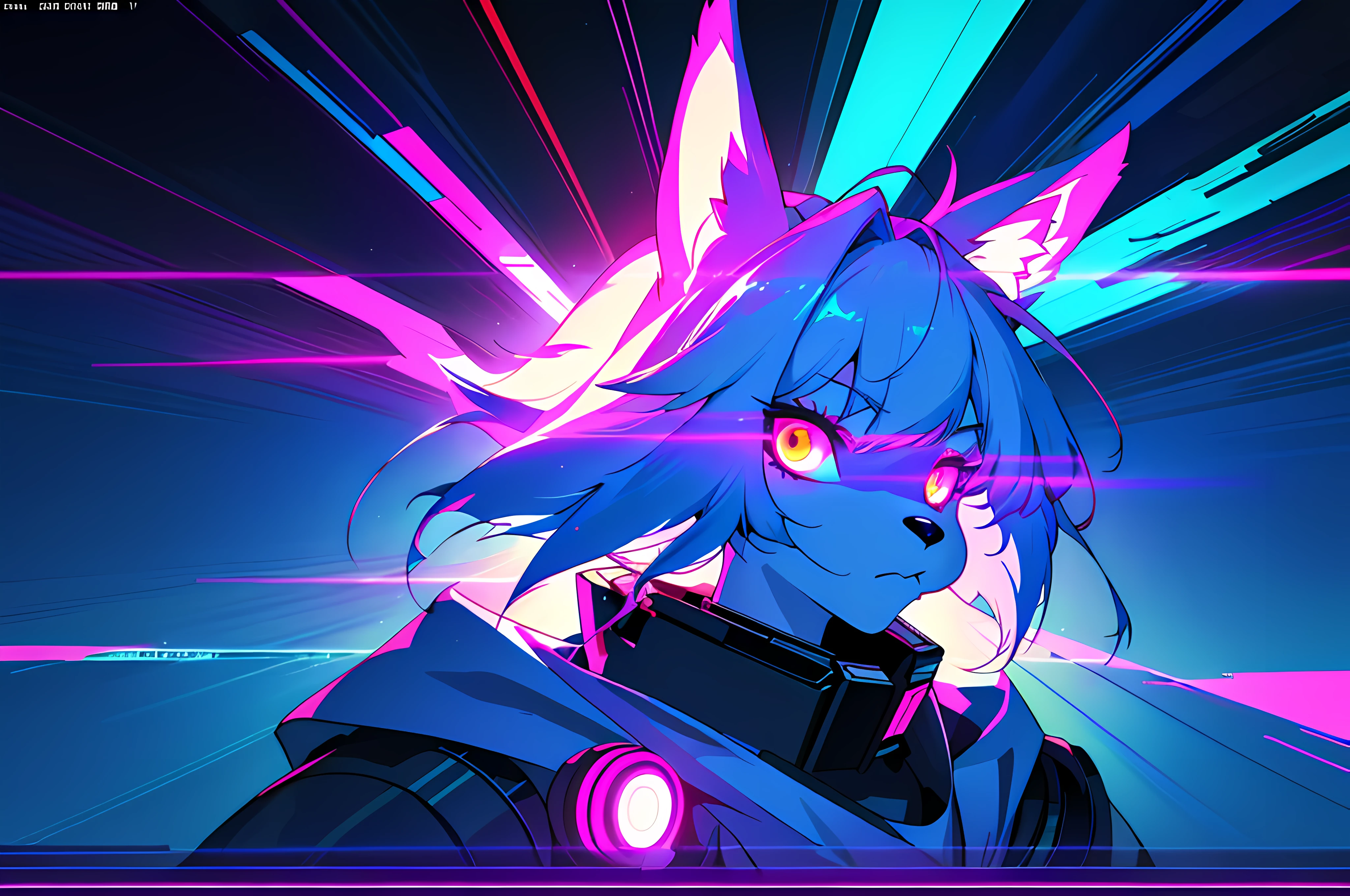 (vintage vhs), (crt screenshot), (Zen, Amy Sol style), running scene from a show about a blue anthro furry kemono rabbit who investigates deep space crime, (vast decrepit scenery:1.2) blame! style, nightmarish illustration, glowing eyes everywhere, intense eye contact, hybrid human / anthro, electrixbunny, rabbit anthro portrait, ((portrait)), bunnypunk, weirdcore voidpunk fursona, wearing bunny ears, cover art with light abstraction, abstract, simple vector art, contemporary Cybernetic art, color gradients, soft color palettes, layered forms, whimsical animation, style Ethereal abstract, 4K, --v6