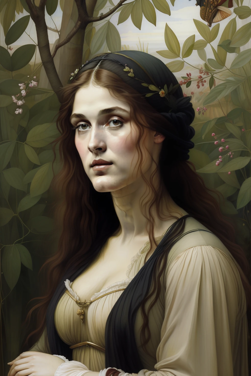 sabugueiros floridos. (((Pre-Raphaelite painting))) mulher selvagem, esconde no mato, sabugueiro, Shy, envergonhado, corar, esconder rosto, smile shy.