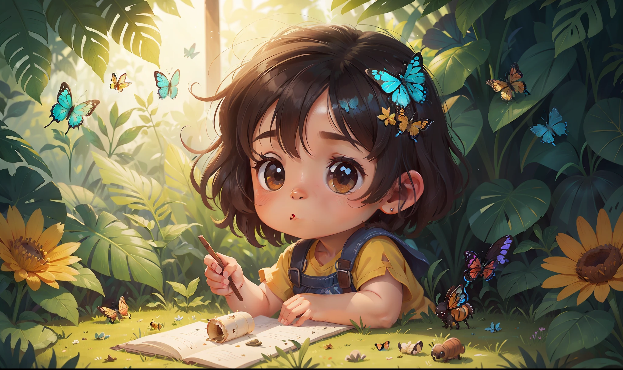 Little Isabela thought of creating a special space for butterflies and bees, para que elas pudessem se alimentar e polinizar suas flores.