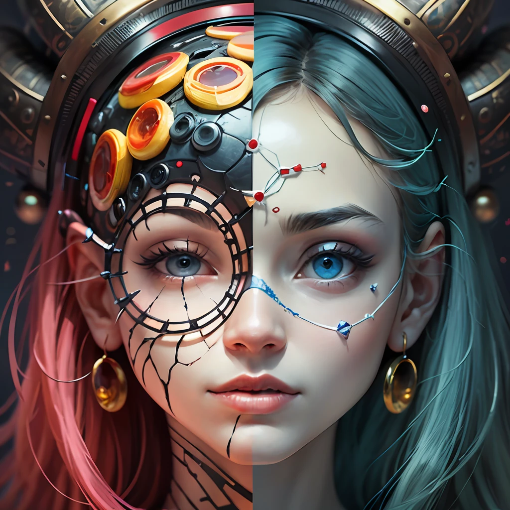 Create an AI-generated image showcasing the intricate beauty of the human retina. Emphasize vibrant colors and patterns to captivate viewers. Let the artwork celebrate the marvels of the visual system, striking a balance between art and science. --auto --s2