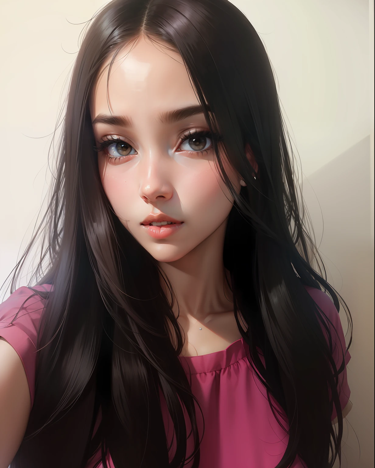 Beautiful girl lips straight hair