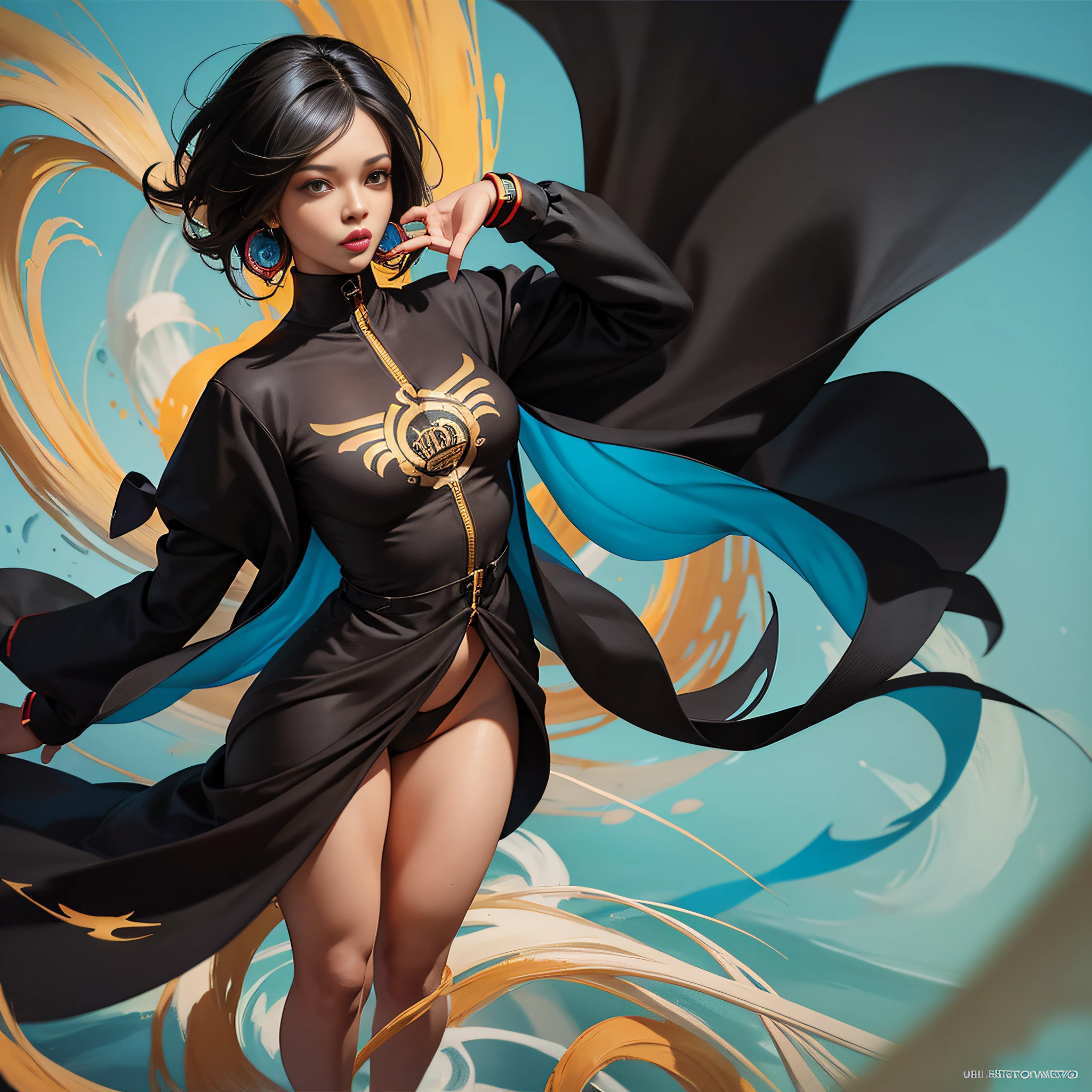 illustration A Beautiful black Woman::1 full body hiphop streetwear drip, tristan eaton, victo ngai, artgerm, rhads, ross draws HDR,Detailed, cinematic, photography, realistic painting, design by Levester Sylvester Lemon Octane render