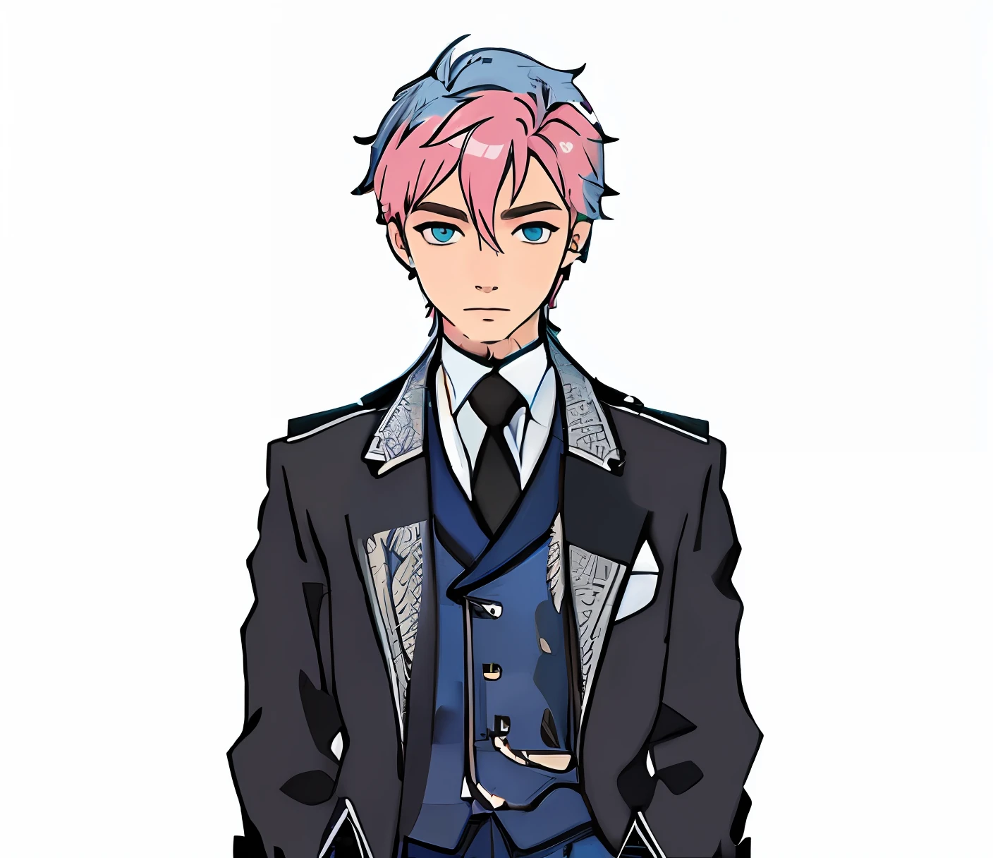 pink hair, male detailed face