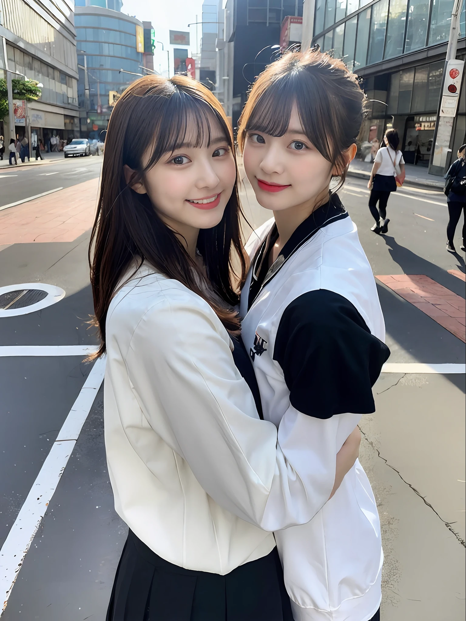 ultra best quality、masterpiece、超A high resolution、(Photorealsitic:1.4)、the Extremely Detailed CG Unity 8K Wallpapers、Detailed and complex、original、hight resolution、Raw foto、(perfect body type)、Detailed and complex,、Digital SLR、softlighting、hightquality、film grains、Leica Camera、50mm lens、back lighting、HDR、hyper realstic、Color Grade、dynamicposes、portlate、japanes、a smile、s lips、bangss、(Crowded Akihabara:1.2)、Front view View viewer、natural soft light、girl with、20yr old、full bodyesbian、独奏、 pupils、middle school、校服、sailor collar、Bobby Socks、pleatedskirt、daytime、in a street、deep-shadows、cute little、Beautie、Unobtrusive、Cold light 12000K \\ a street、The state of the store、akihabara、Shinjuku、Shibuya、Ikebukuro、A slight smil