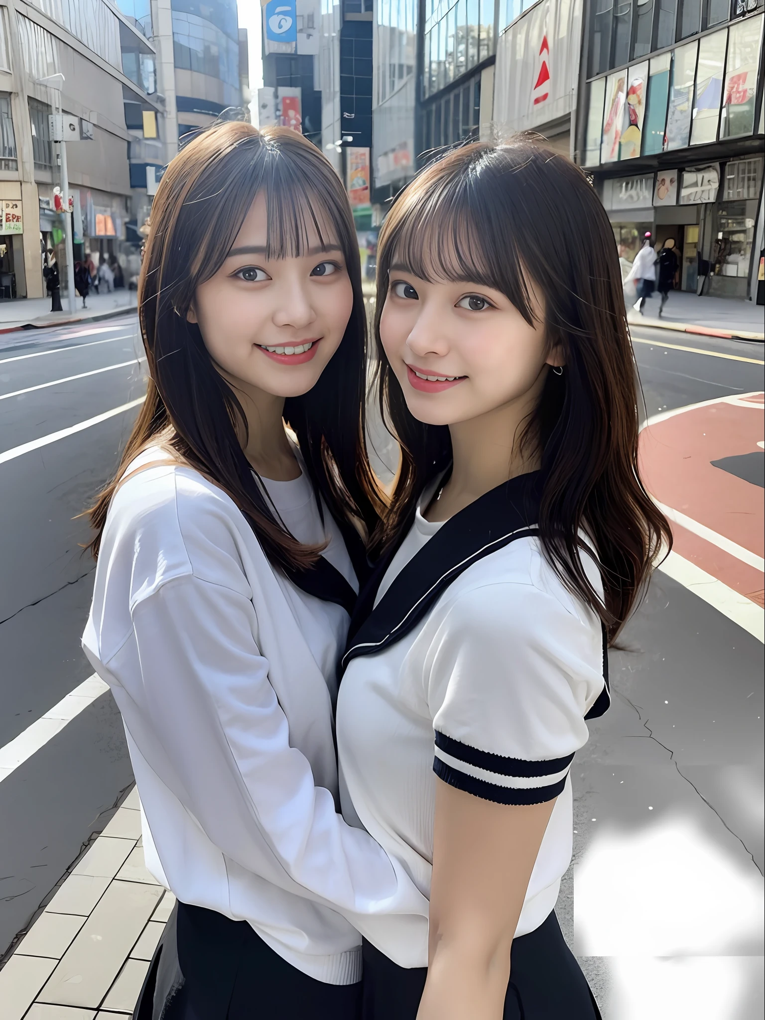 ultra best quality、masterpiece、超A high resolution、(Photorealsitic:1.4)、the Extremely Detailed CG Unity 8K Wallpapers、Detailed and complex、original、hight resolution、Raw foto、(perfect body type)、Detailed and complex,、Digital SLR、softlighting、hightquality、film grains、Leica Camera、50mm lens、back lighting、HDR、hyper realstic、Color Grade、dynamicposes、portlate、japanes、a smile、s lips、bangss、(Crowded Akihabara:1.2)、Front view View viewer、natural soft light、girl with、20yr old、full bodyesbian、独奏、 pupils、 school、校服、sailor collar、Bobby Socks、pleatedskirt、daytime、in a street、deep-shadows、cute little、Beautie、Unobtrusive、Cold light 12000K \\ a street、The state of the store、akihabara、Shinjuku、Shibuya、Ikebukuro、A slight smil