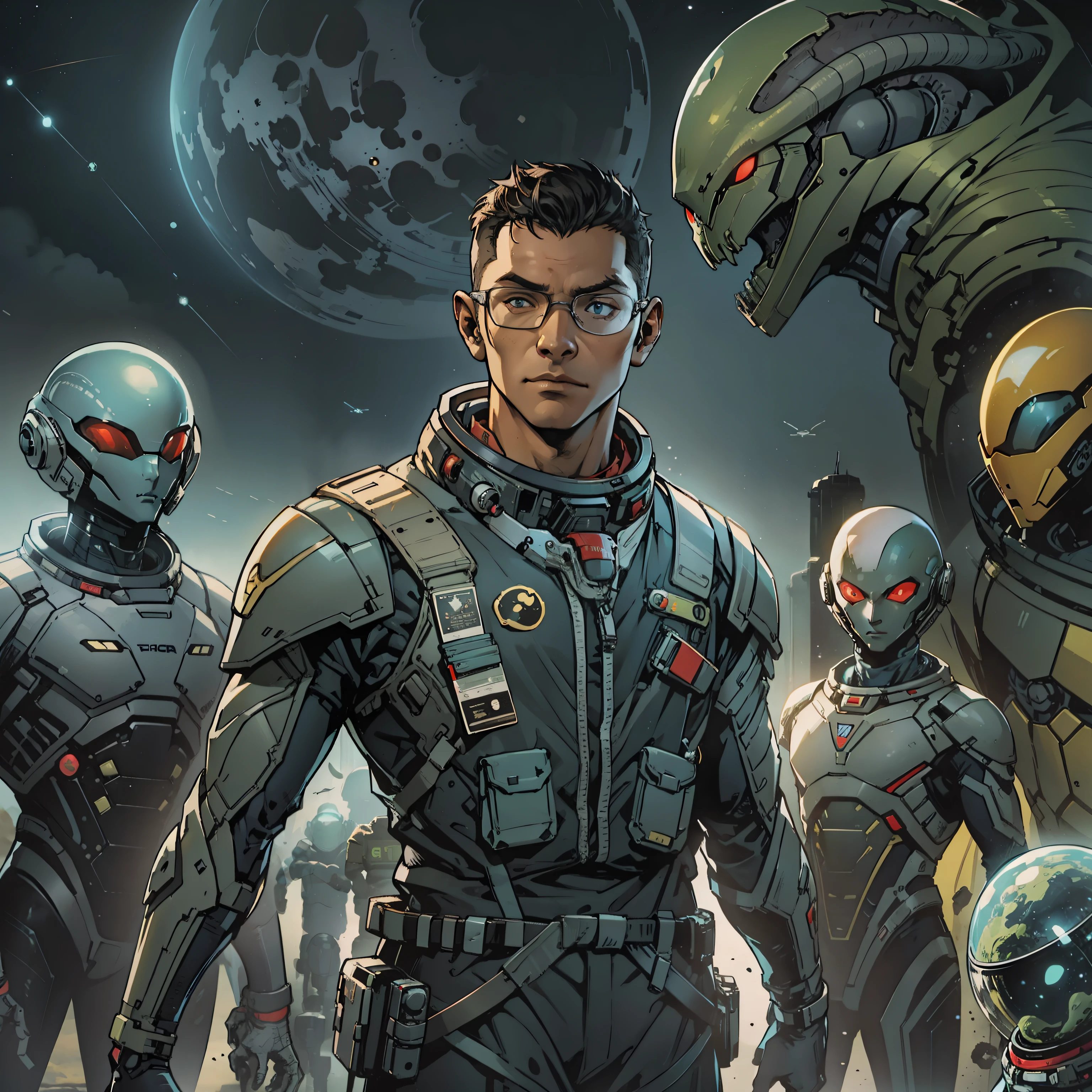 cover for my science fiction and space fantasy book, About a guy who wants to bring all the alien races together
