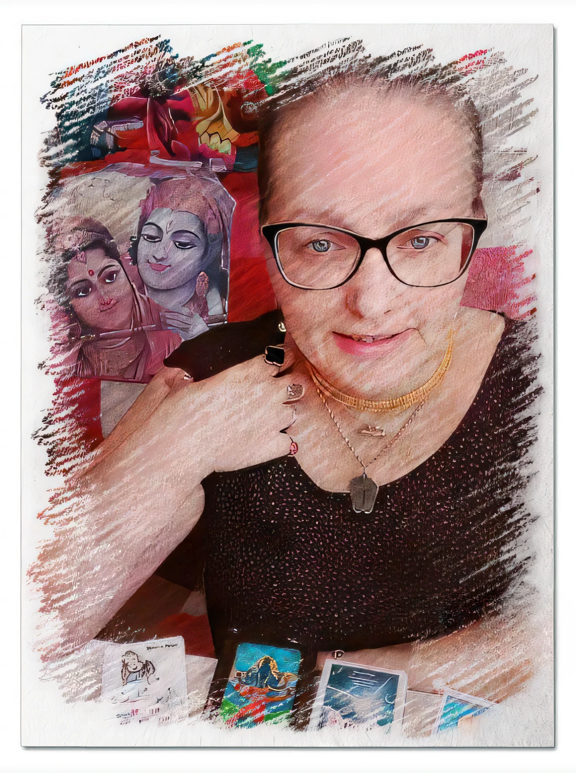 Arafed photo of woman wearing glasses and necklace, Mother: Sarah Artist, photo taken in 2 0 2 0, inspired by T. K. Padmini, Portrait!!!, detailed portrait, Book portrait, portait photo profile picture, Portrait of Sabrina Lloyd, inspired by Teresa Copnall, inspired by Teresa Nielsen, inspired by Ilka Gedö
