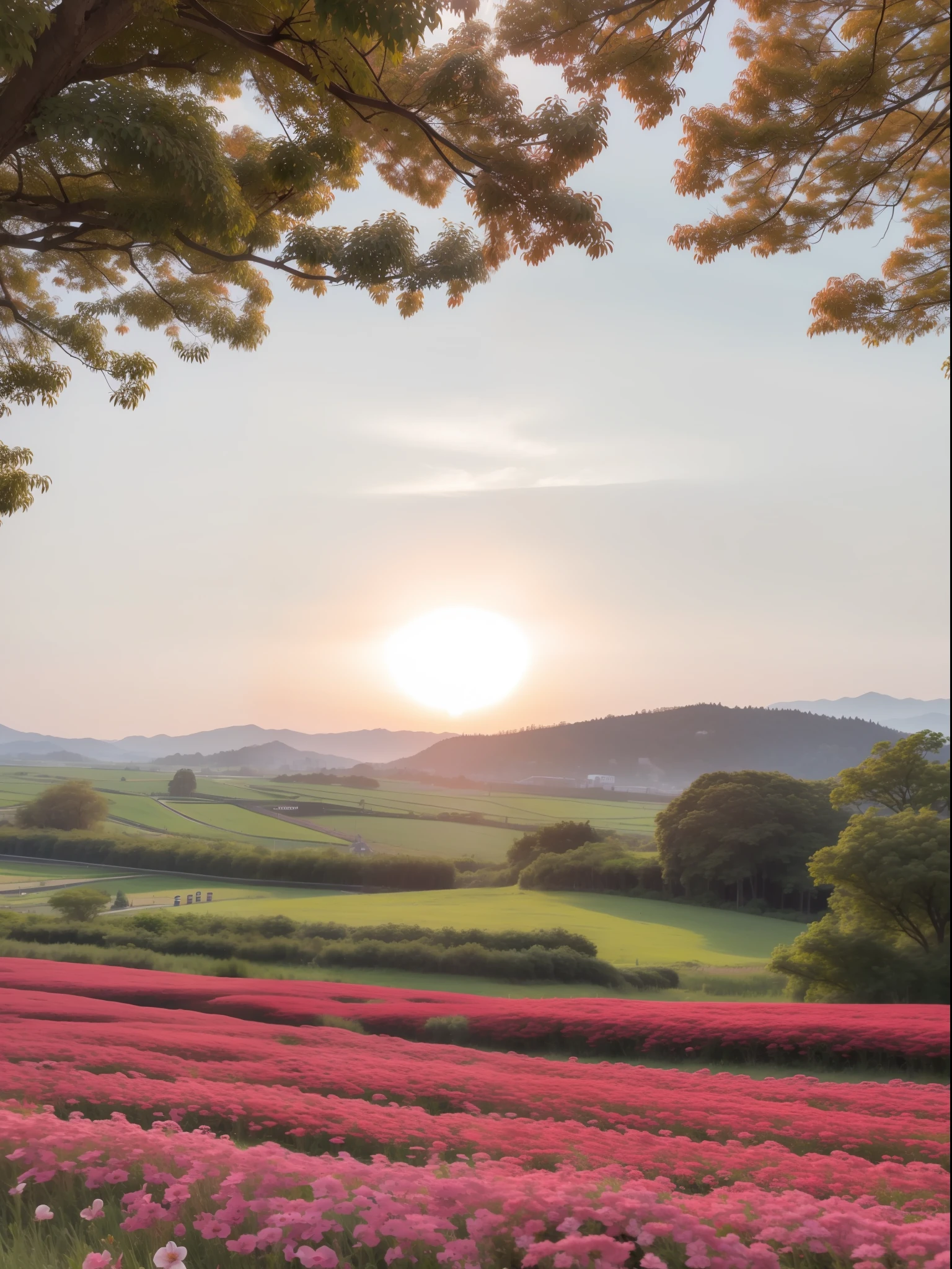 The sun shines on the sky,
Beautiful mood like flowers。