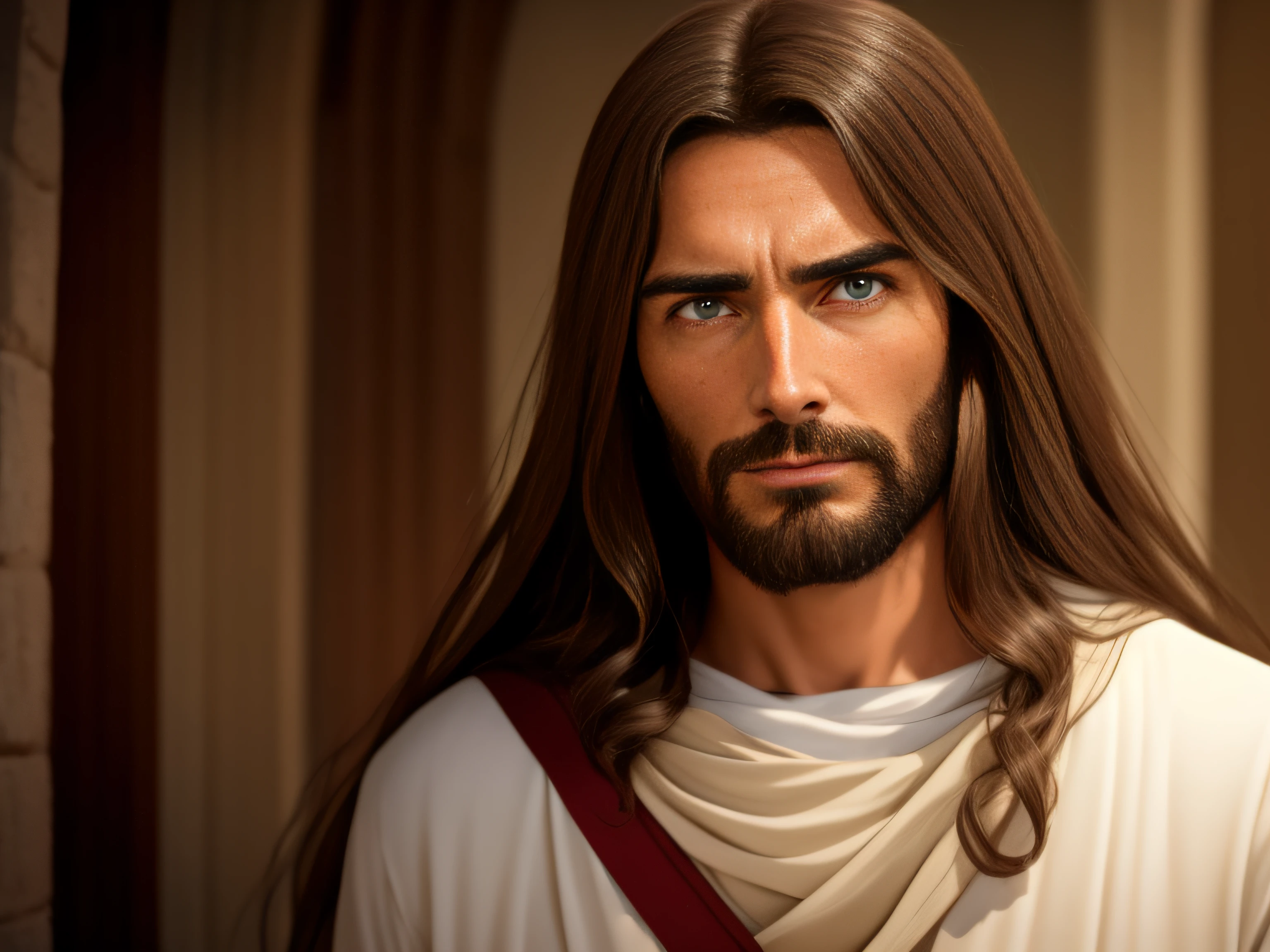 Jesus Christ looking forward with emotion