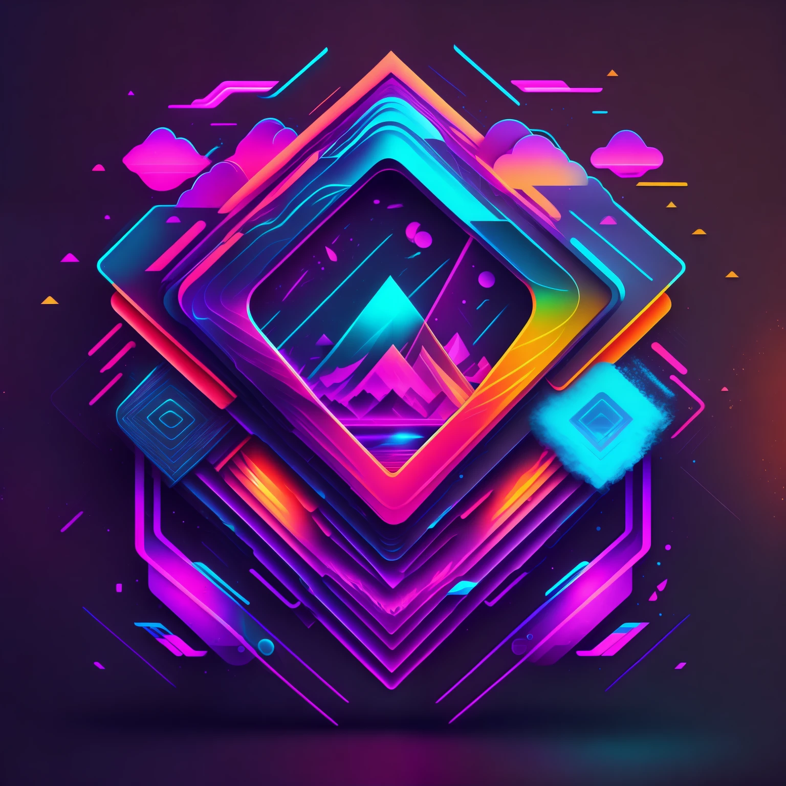 Neon-colored geometric shapes creating a striking visual , T-shirt design, midjourney, vector art, hydro74