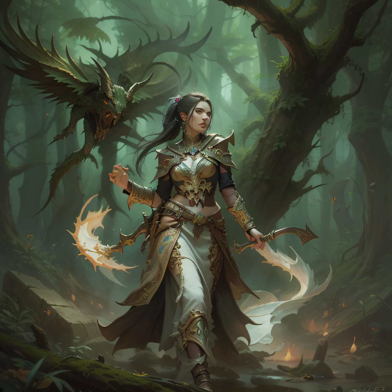 A painting style that fights back with spells. Depicts the female druid from Diablo IV.