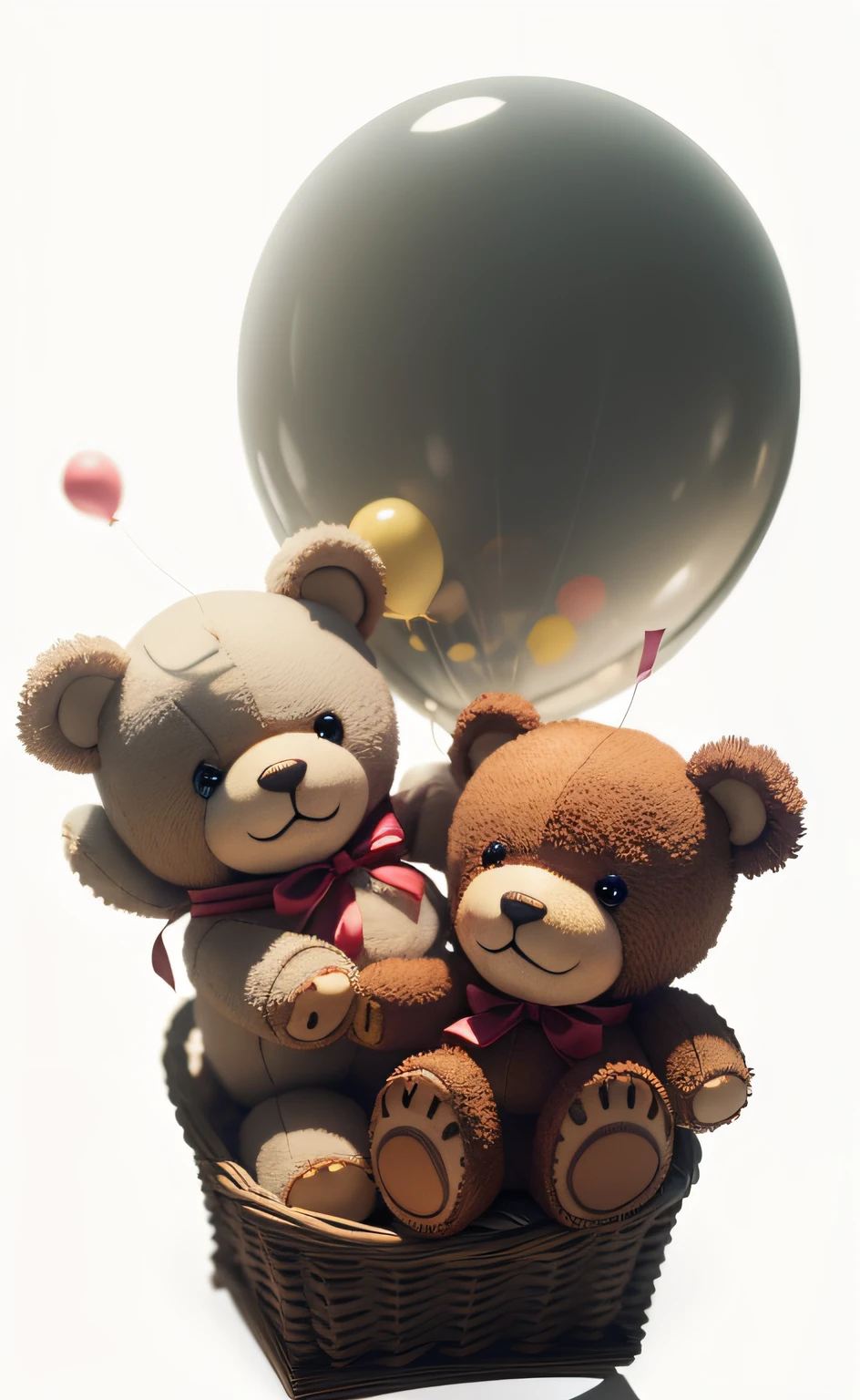 Teddy bears smiling inside a balloon