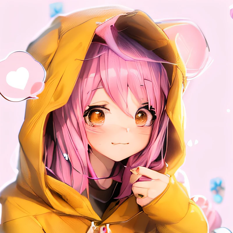 Anime girl with pink hair and brown bear hoodie, Anime girl named Lucy, in a hoodie, extremely cute anime girl face, Cute anime girl, portrait of cute anime girlbabes, (Anime Girl), anime moe art style, Anime visuals of cute girls, Anime Best Girl, Cute anime face, hana yata, portrait of cute anime girlbabes, nightcore