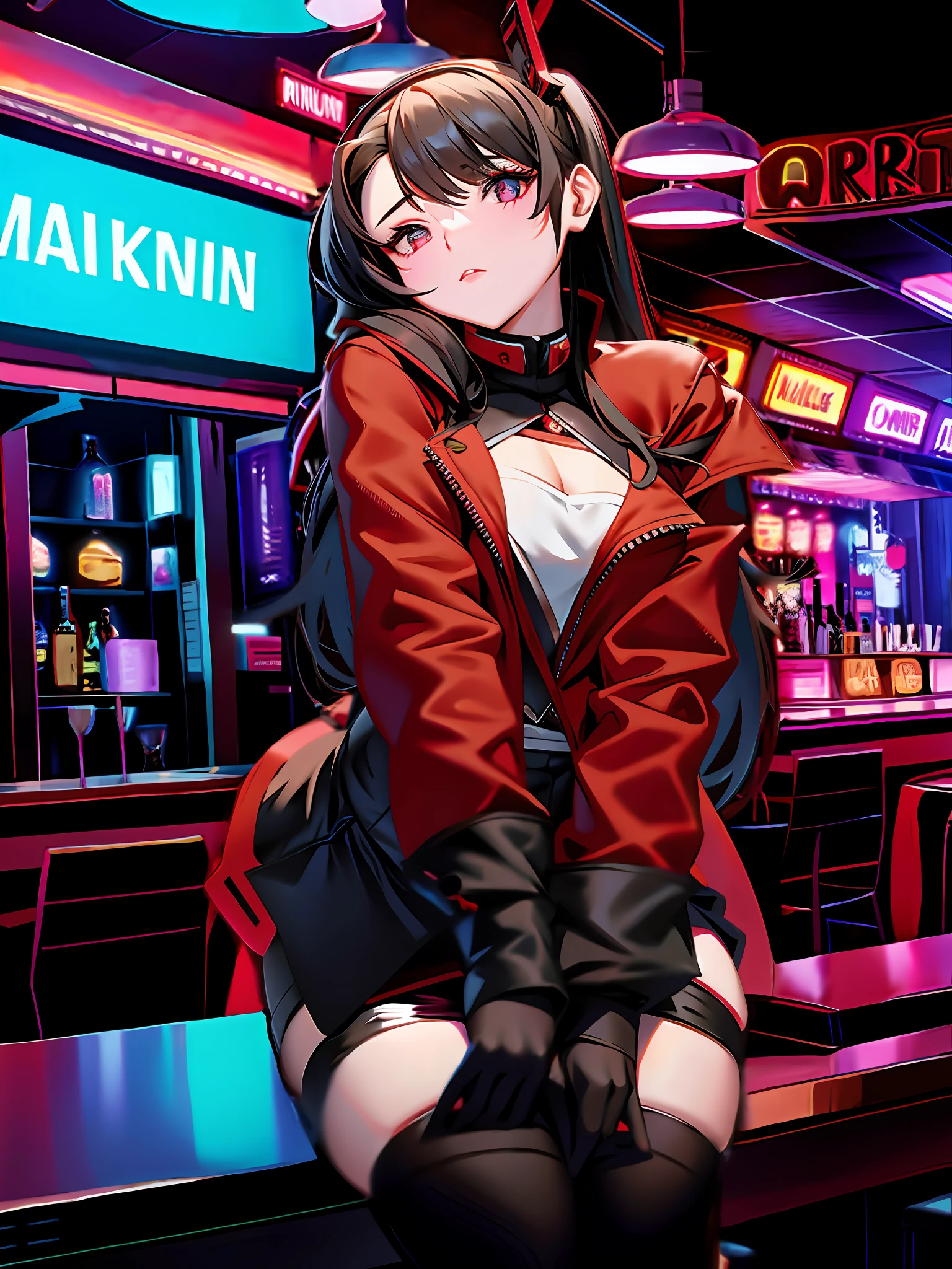 Bar under neon lights