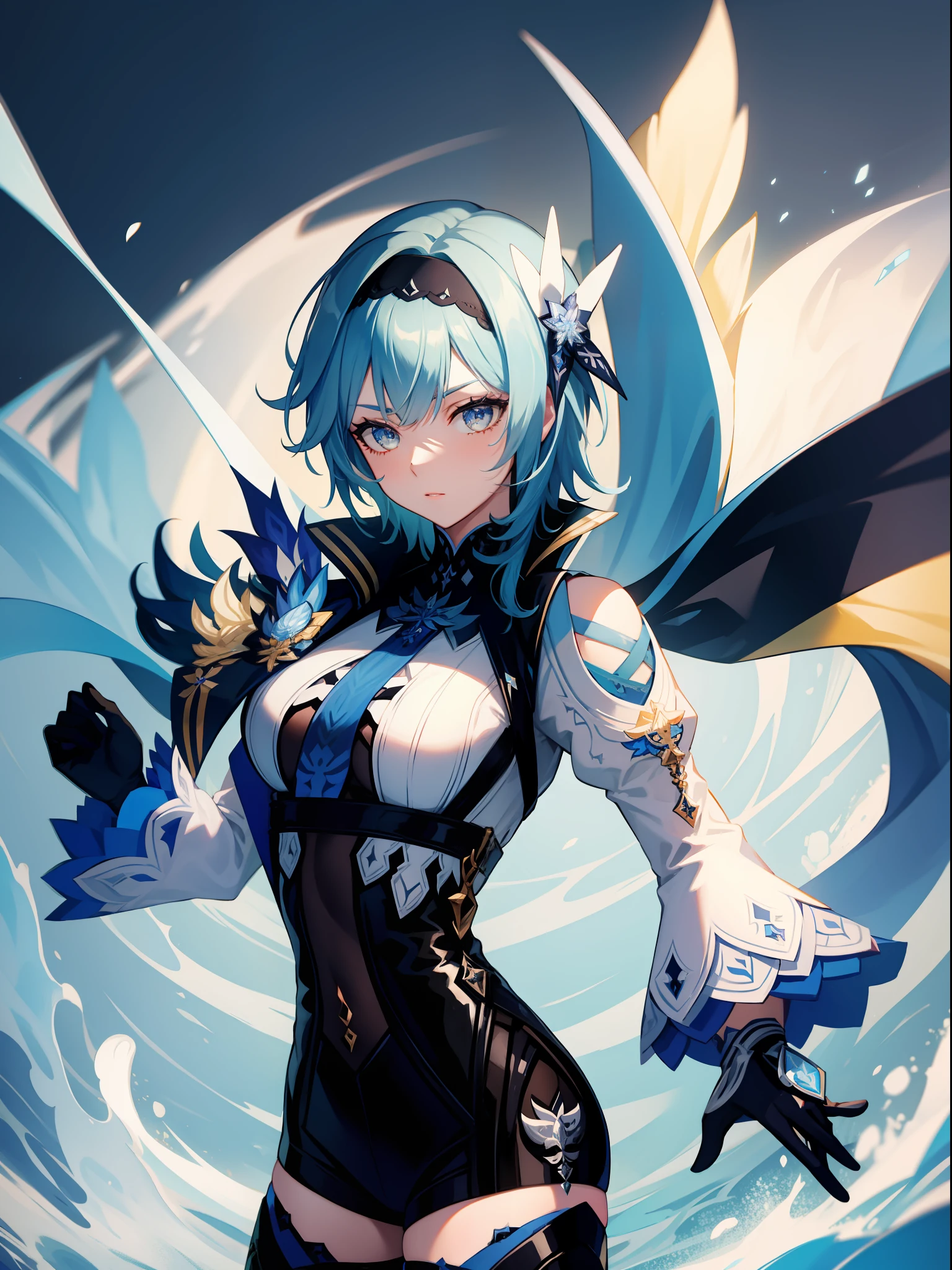 blue hairs,Sexy tights,black glove,black long boots
