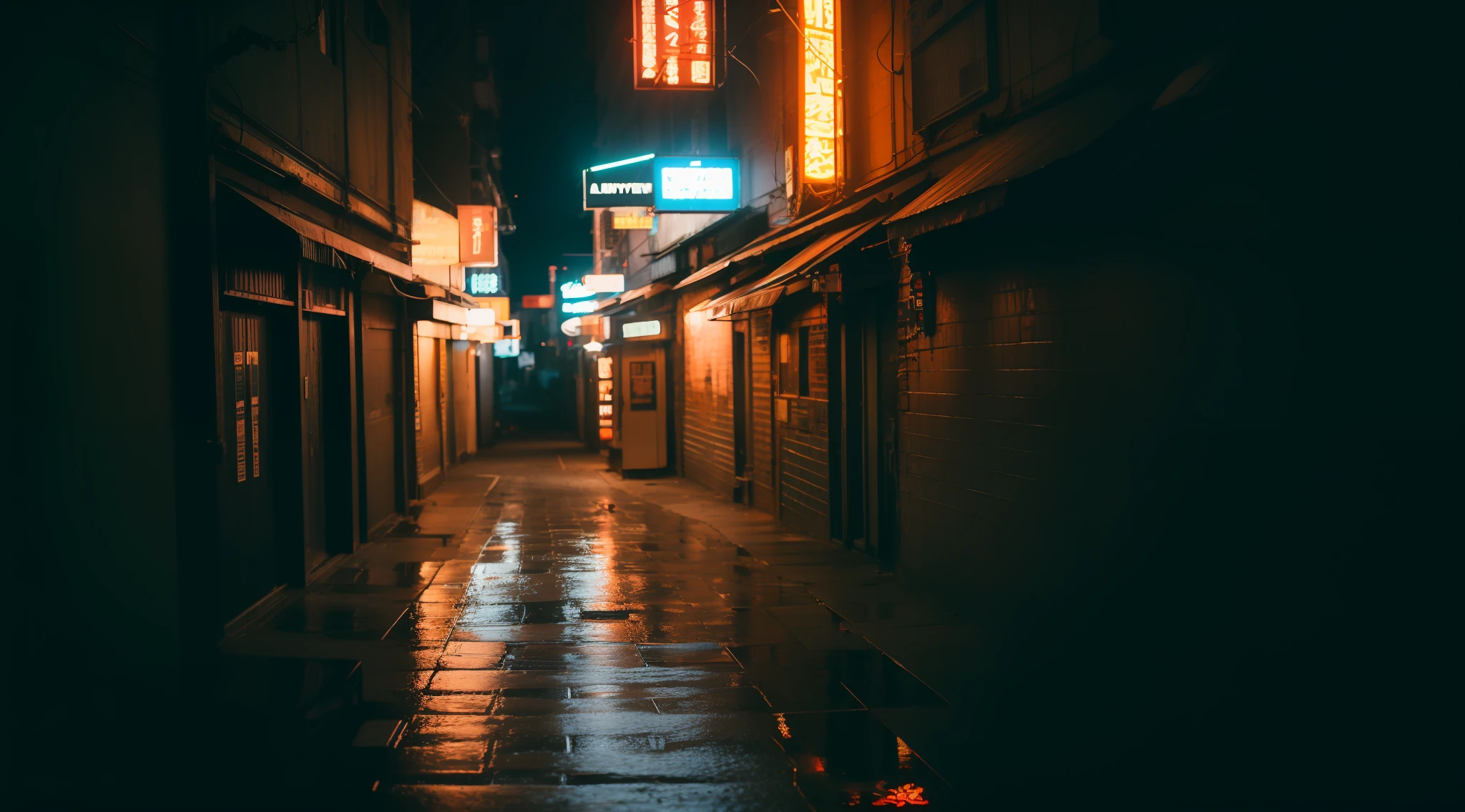 landscapes,buliding, TOKYOcty, alleyway, neons, natta, sony a7, Film grain, Cinematic lighting, Photorealistic, 32K, Soft lighting