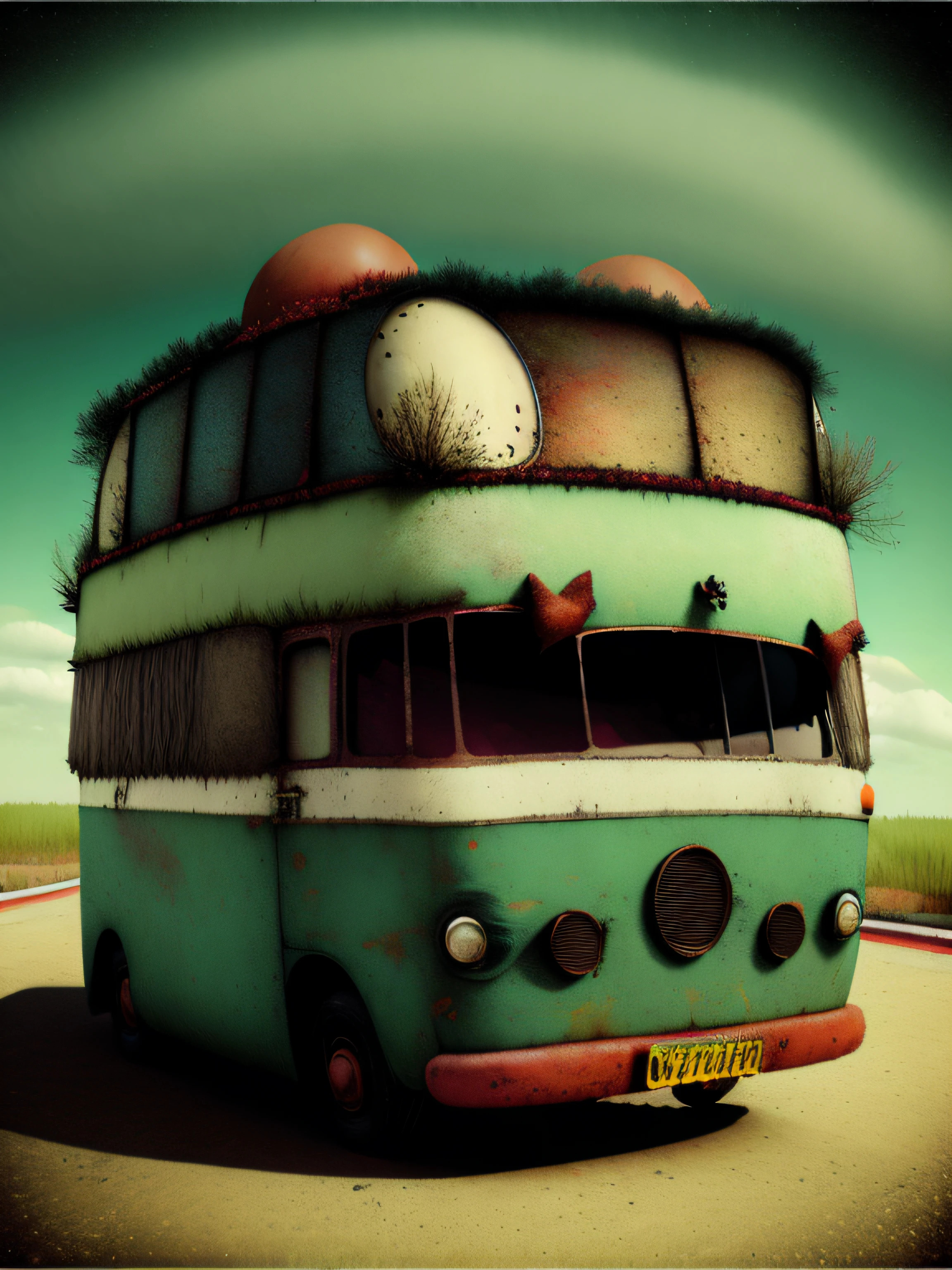 A strange vehicle on the road, colorido, punk, feliz, optimista, Don Hertzfeldt, El Bosco, Gabriel Pacheco