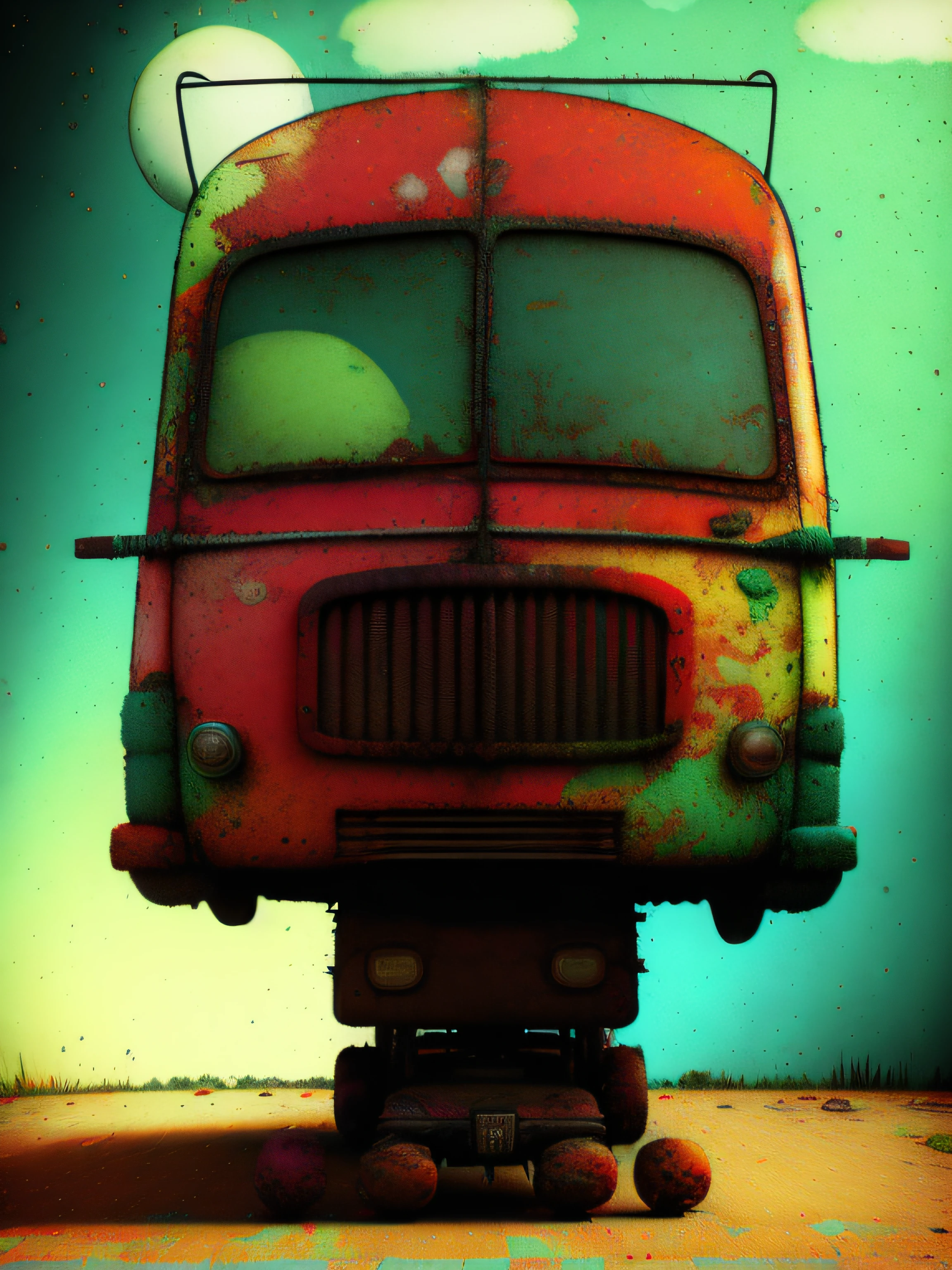 A strange vehicle on the road, colorido, punk, feliz, optimista, Don Hertzfeldt, El Bosco, Gabriel Pacheco