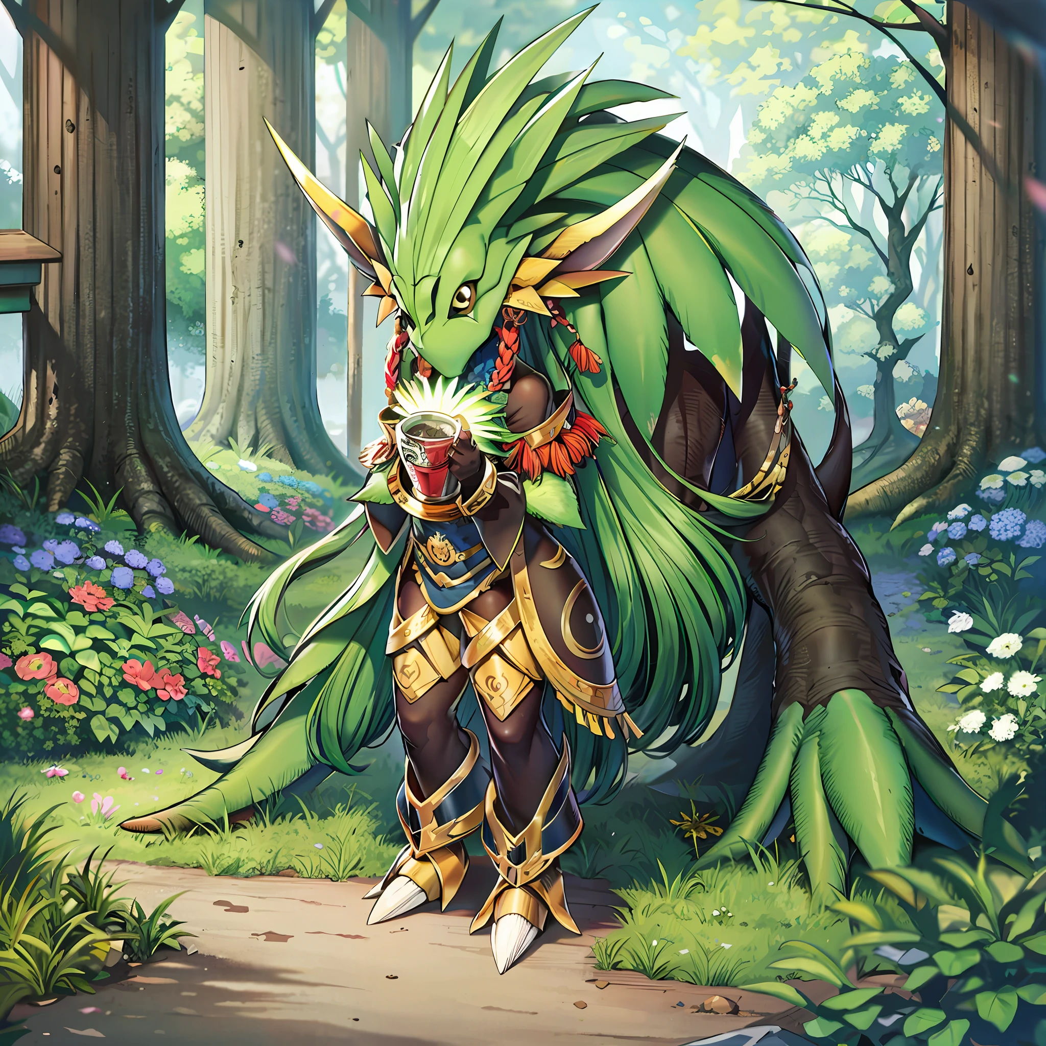 beste-Qualit, master piece, solo, digimon \(creature\), , monster girl, full body, plant