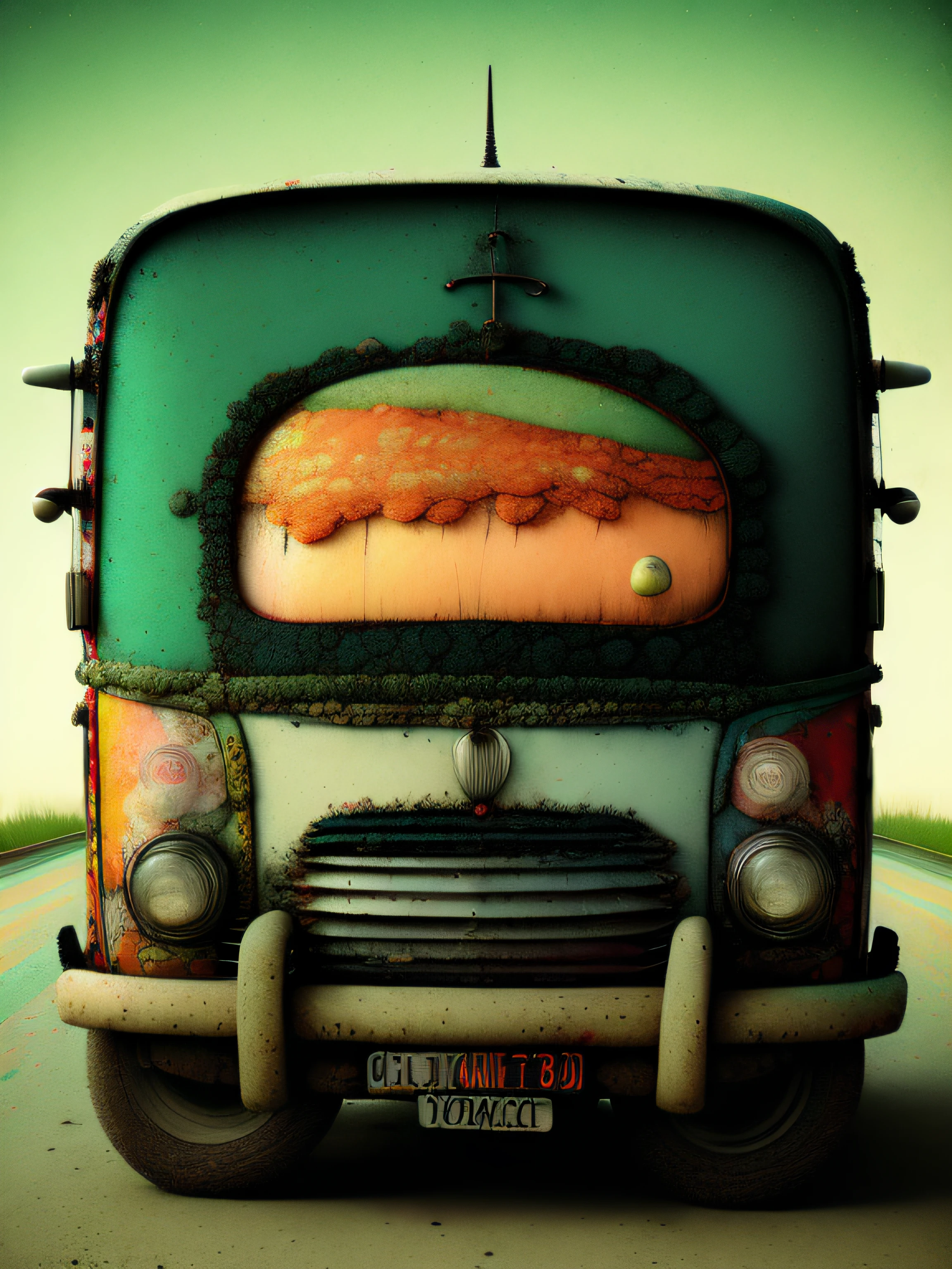 A strange vehicle on the road, colorido, punk, feliz, optimista, Don Hertzfeldt, El Bosco, Gabriel Pacheco
