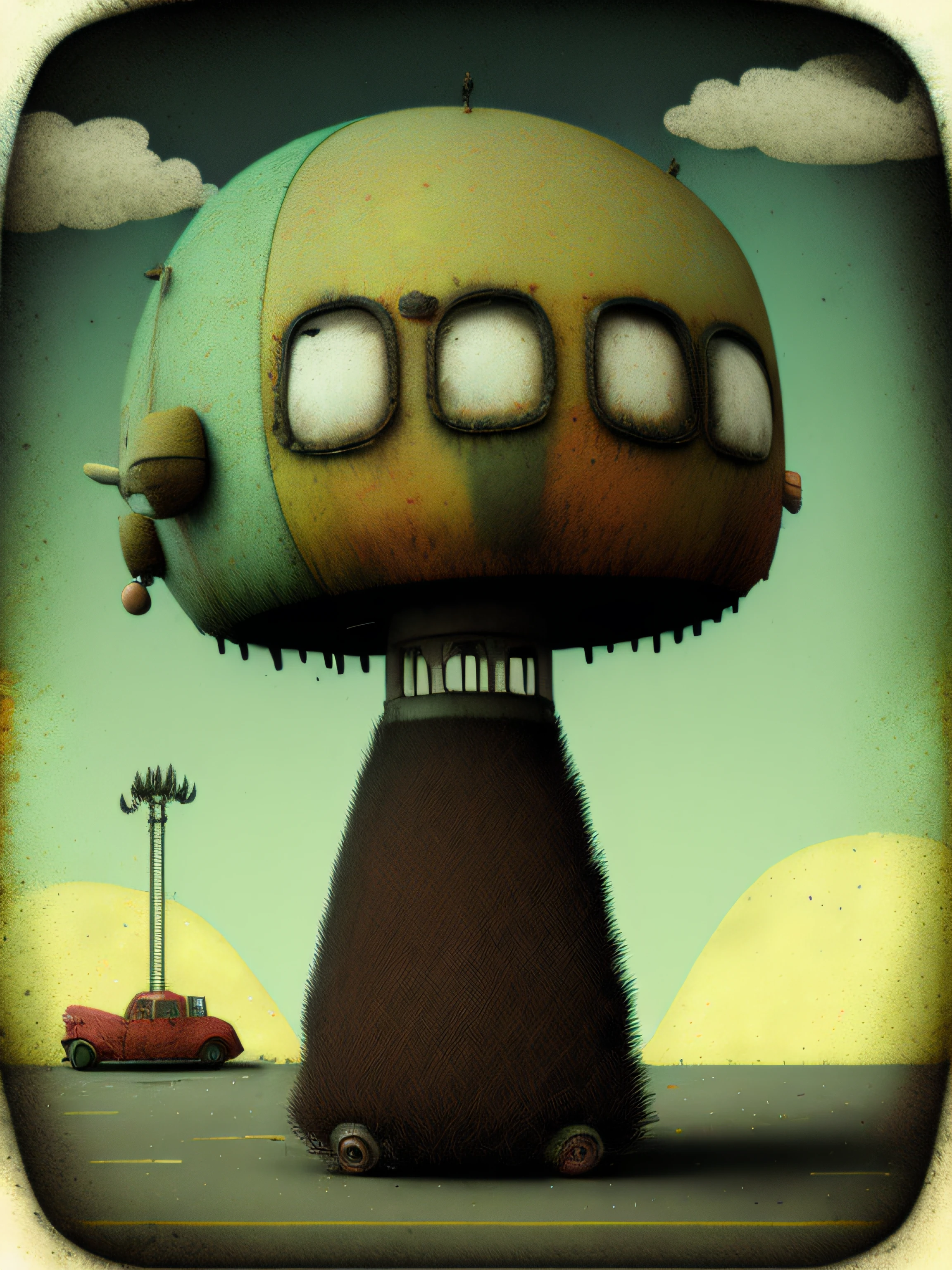 A strange vehicle on the road, colorido, punk, feliz, optimista, Don Hertzfeldt, El Bosco, Gabriel Pacheco