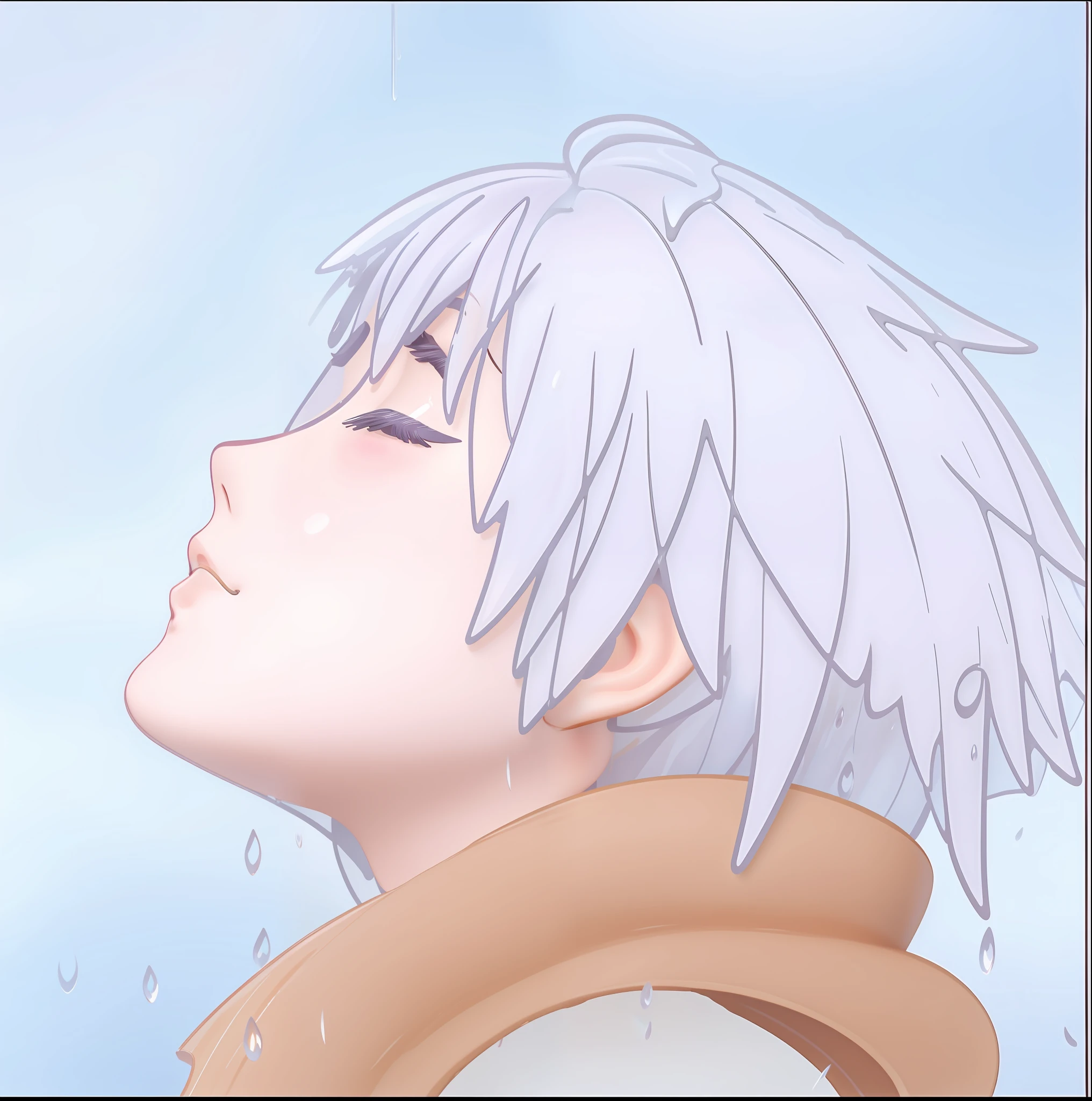 "Rain of Gratitude": In this illustration, raindrops are transformed into hearts, falling gently on a character who has her eyes closed and a serene smile. The scene conveys the idea that gratitude is capable of transforming even the simplest moments into something beautiful and meaningful.