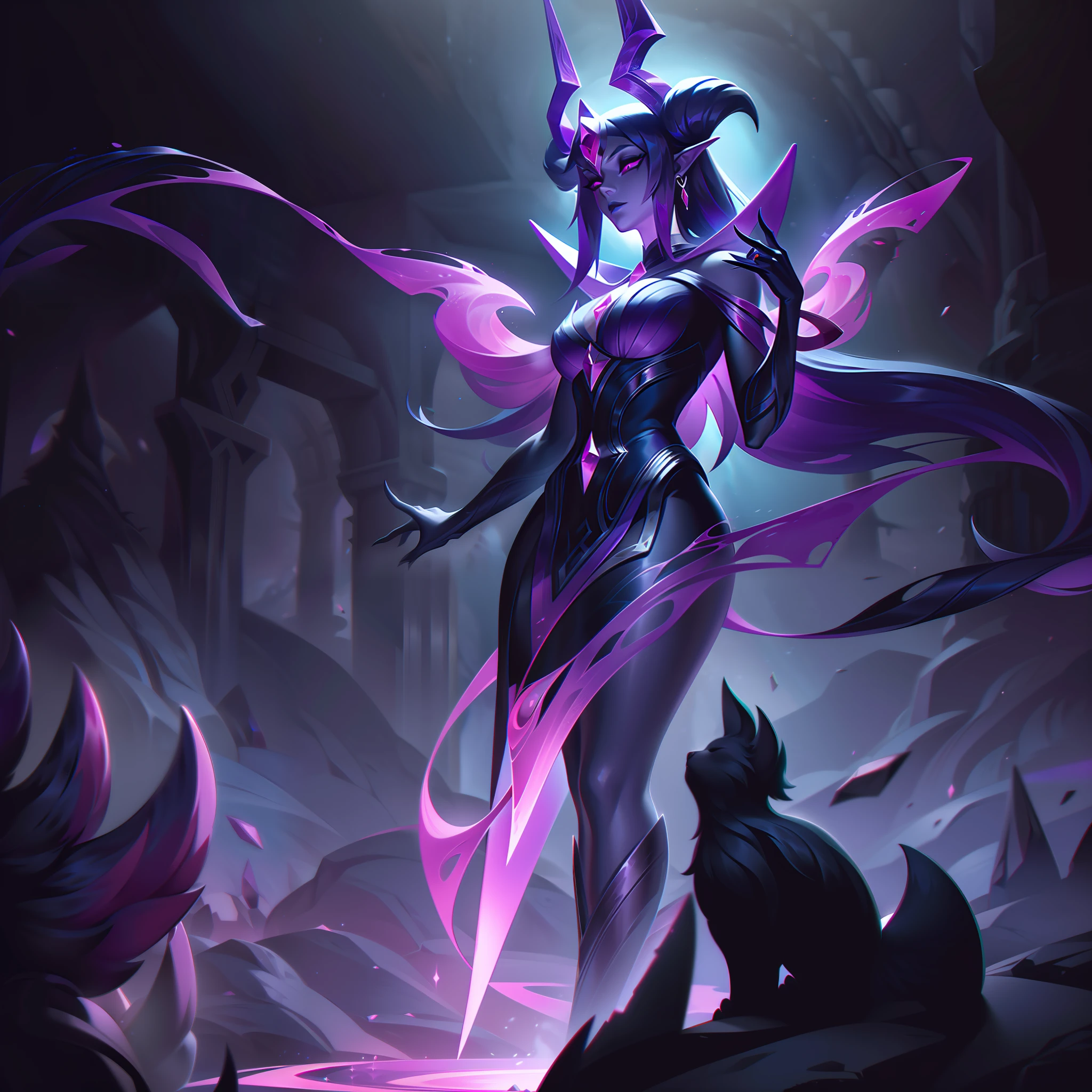 The Legendary Skin "Eternal Twilight Yzarikaela" presents a mesmerizing transformation of the fearsome champion, embracing an otherworldly and regal persona inspired by the eternal twilight.
In the splash art, Yzarikaela's appearance undergoes a captivating metamorphosis. She now stands as an enigmatic figure, bathed in the ethereal glow of eternal twilight. Her celestial wings have transformed into dark, shimmering specters, embodying the mysterious essence of the eternal twilight.
Her armor and attire have taken on a regal and elegant design, with intricate details and celestial symbols adorning her. The color palette is a mesmerizing blend of deep purples, blues, and dark hues, reflecting the eternal twilight that envelops her.
Yzarikaela's Cryokinetic Claws have evolved into obsidian-like structures, imbued with a mysterious, otherworldly power. The claws now exude an aura of twilight energy, symbolizing her connection to the mystical realm of eternal twilight.
The background showcases a realm of eternal twilight, with celestial bodies and haunting shadows, adding to the sense of enchantment and wonder. The atmosphere exudes an aura of grandeur and mystique, capturing the essence of this legendary transformation.
Yzarikaela's expression exudes a sense of timeless wisdom and power, reflecting her embodiment of eternal twilight. The overall composition exudes an aura of cosmic majesty and enigmatic allure, inviting players to delve into the mystical world of the League of Legends with the Eternal Twilight Yzarikaela.