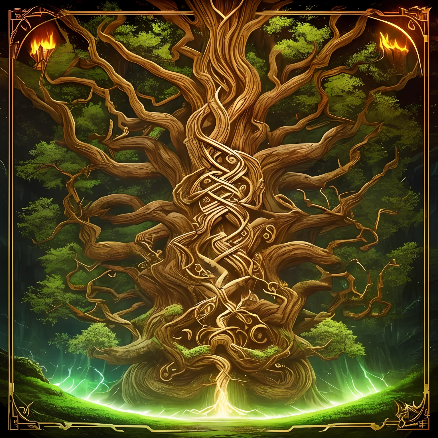 "a big tree, Yggdrasil, mythological tree, mitologia viking, extremamente detalhada e bem trabalhada." --auto