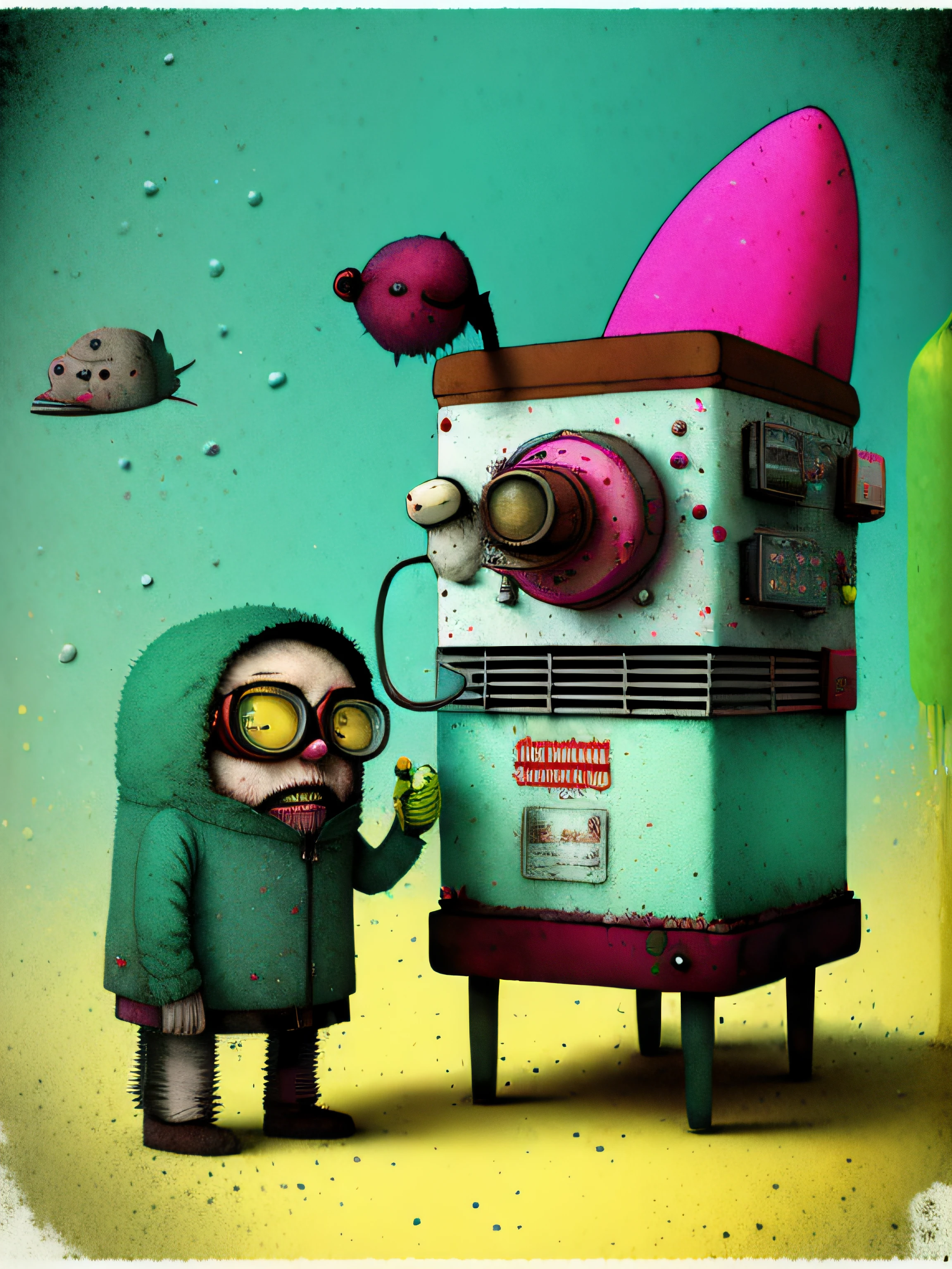 Weird ice cream machine, colorido, punk, feliz, optimista, Don Hertzfeldt, El Bosco, Gabriel Pacheco