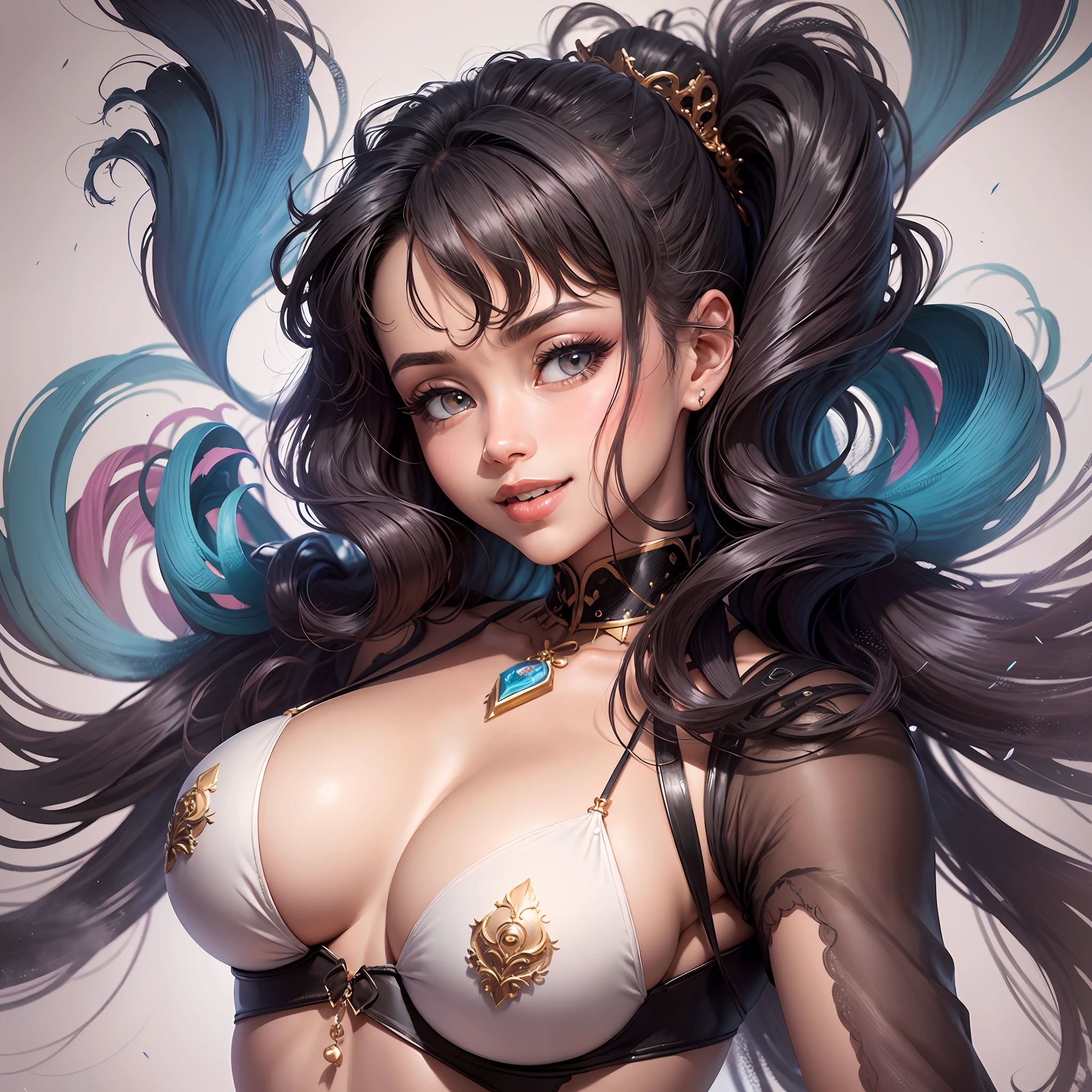 Shukezouma, Shuimobysim, piece of master, melhor qualidade, Arte Oficial, Papel de parede 8K, altamente detalhado, illustration, , Olhos bonitos, sorriso suave, segurar espada, medium breasts, pintura de lavagem de tinta, Dance --auto --s2
