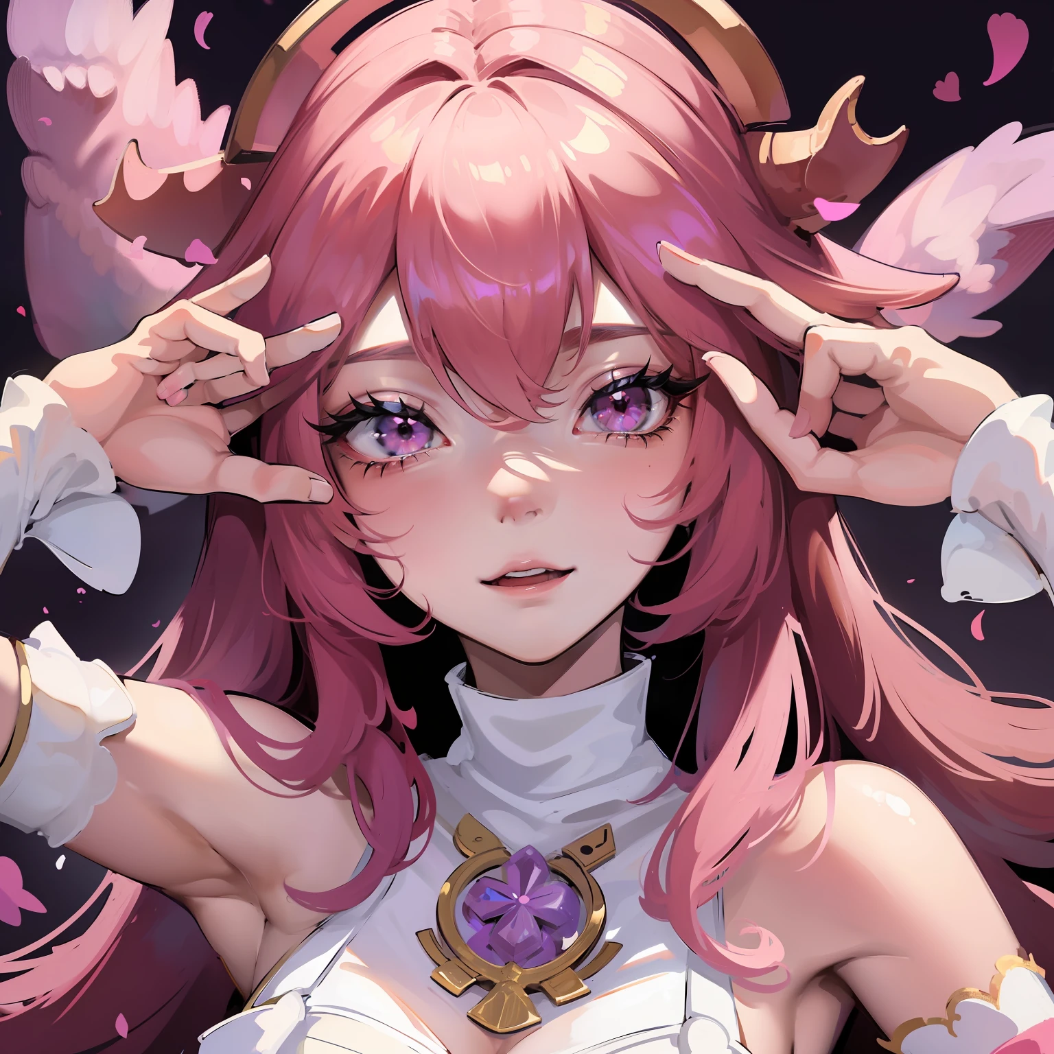 A female milf demon with demonic horns in the same light skin tone wearing a wet wedding dress, (skin tone demonic horns)), cabelo de rapunzel cor-de-rosa extremamente longo, ((Cabelo de rapunzel cor-de-rosa)), corpo volumoso com seios e busto enormes, ((seio e busto enormes)), sorriso malicioso olhando para os espectadores ;, destaque no corpo, Pose sexy, Pose sexualizada ;, Moda realista, sysie high definition details, fotografia, perspicacity, unique 850 4, Koda850 k portrait camera, Primavera F1.6, cores ricas, Textura super realista, textura de luz espetacular, arte surreal, Cinestil 800 mecanismo de moda.