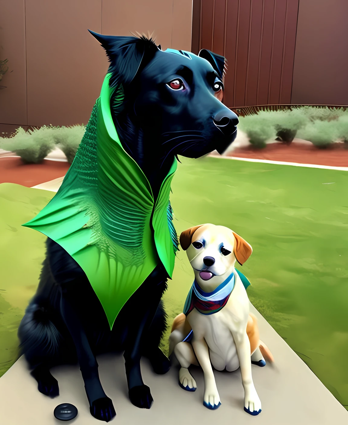 Green dog with dragon wing