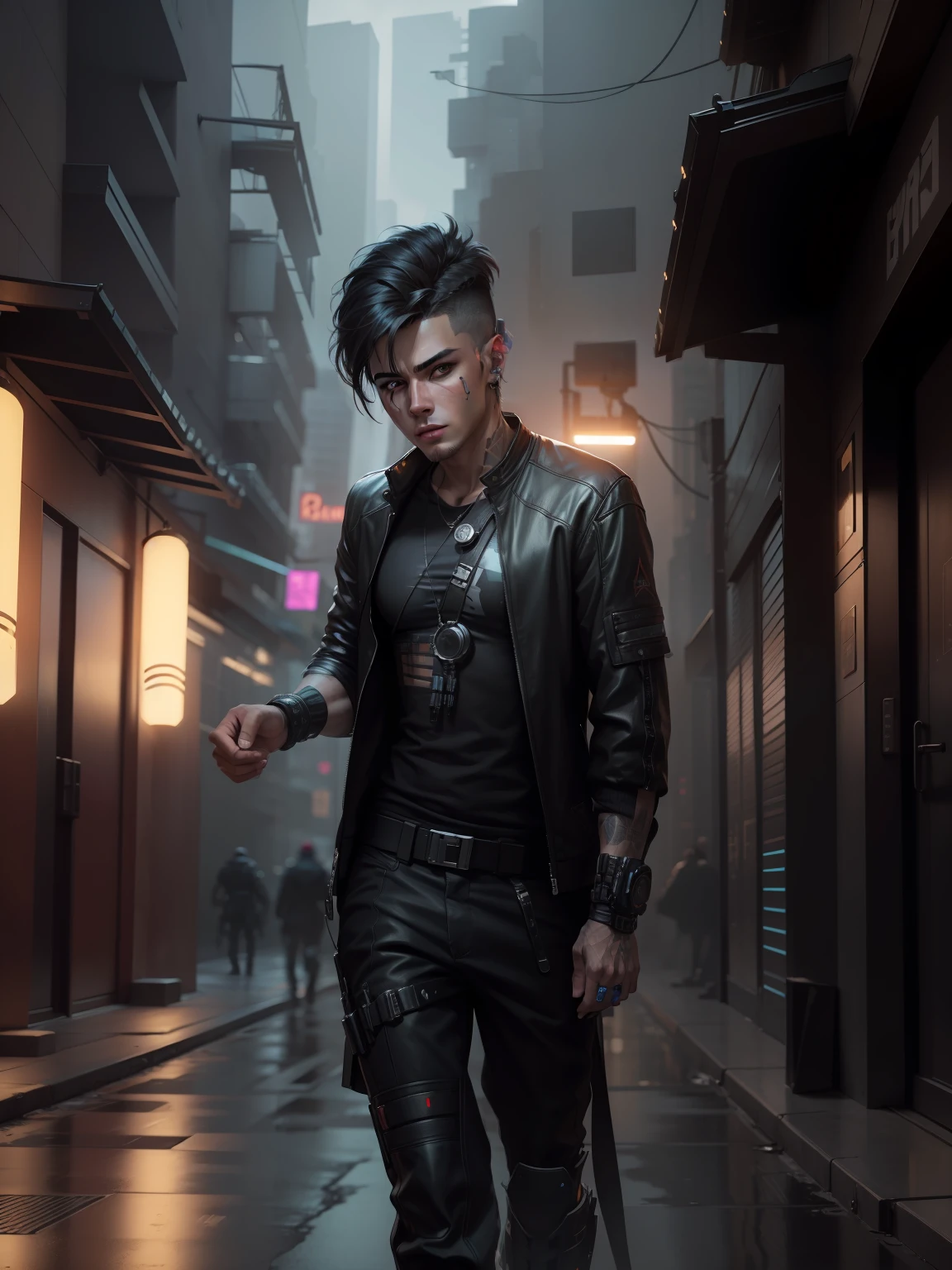 Change background cyberpunk handsome boy realistic face,8k, ultra realistic