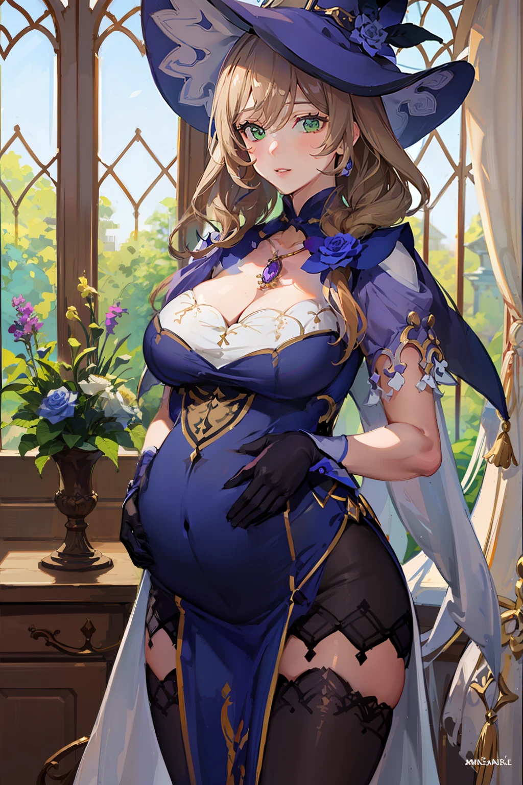 ((tmasterpiece,best qualtiy)),closeup cleavage,facing to audience,Looking directly at,sface focus,((1 girlirl)),lissa\(genshin impact),{short detailed hair,}, (:1.4),(photograph realistic:0.8), standing on your feet,Bridal veil,wedd00ing, bridalgauntlets, bridal garter, wedding glove, (ssmile:1.2), (detailedlight), illuminating, a color, layered backgrounds, (ornate backdrop), dynamic angle, (shine), blond hairbl,the sleeve,(Dark green eyes:1.2),(exteriors), physically-based renderingt, RAW photos,highly detailed back ground,(photograph realistic:0.8),A high resolution,(white bodystocking),(Plants in pots:1.2),geyser,parks,flower field,holding flower bouquet,Pregnant belly, maternity attire for pregnant women,maternity dress,pregnant belly,Pregnant belly, maternity attire for pregnant women,maternity dress,pregnant belly,Pregnant belly