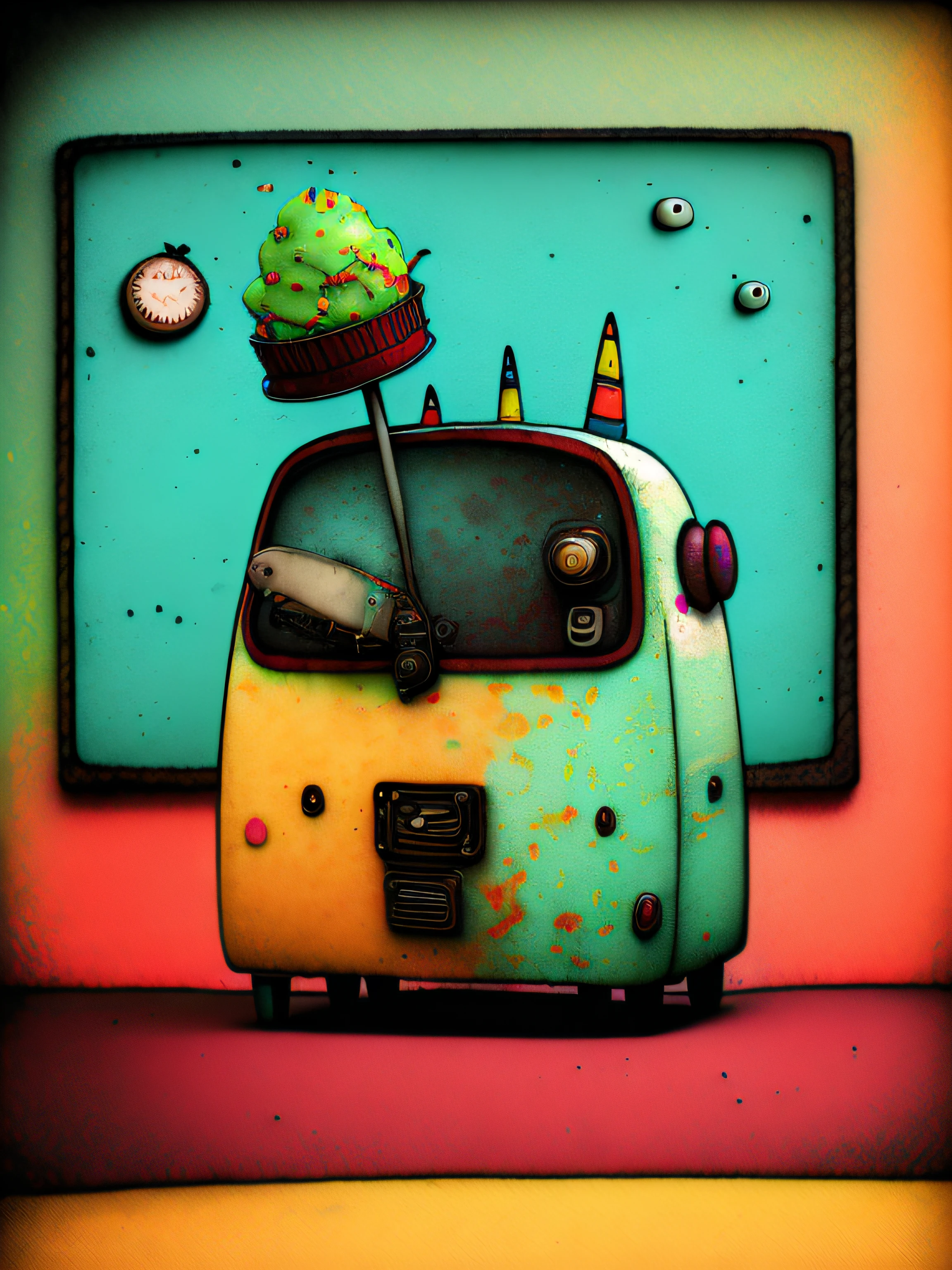 Strange ice cream machine, colorido, punk, feliz, optimista, Don Hertzfeldt, El Bosco, Gabriel Pacheco