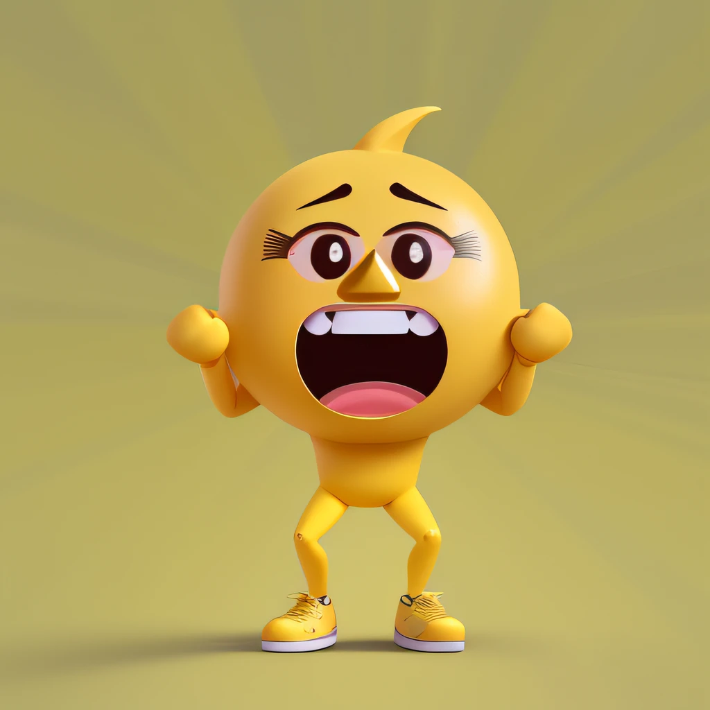 um boneco do tipo logotipo mascote amarelo com um rosto surpreso, expressive surprised expression, Estilo Emoji, shocked expression, surpreso, cara assustada,