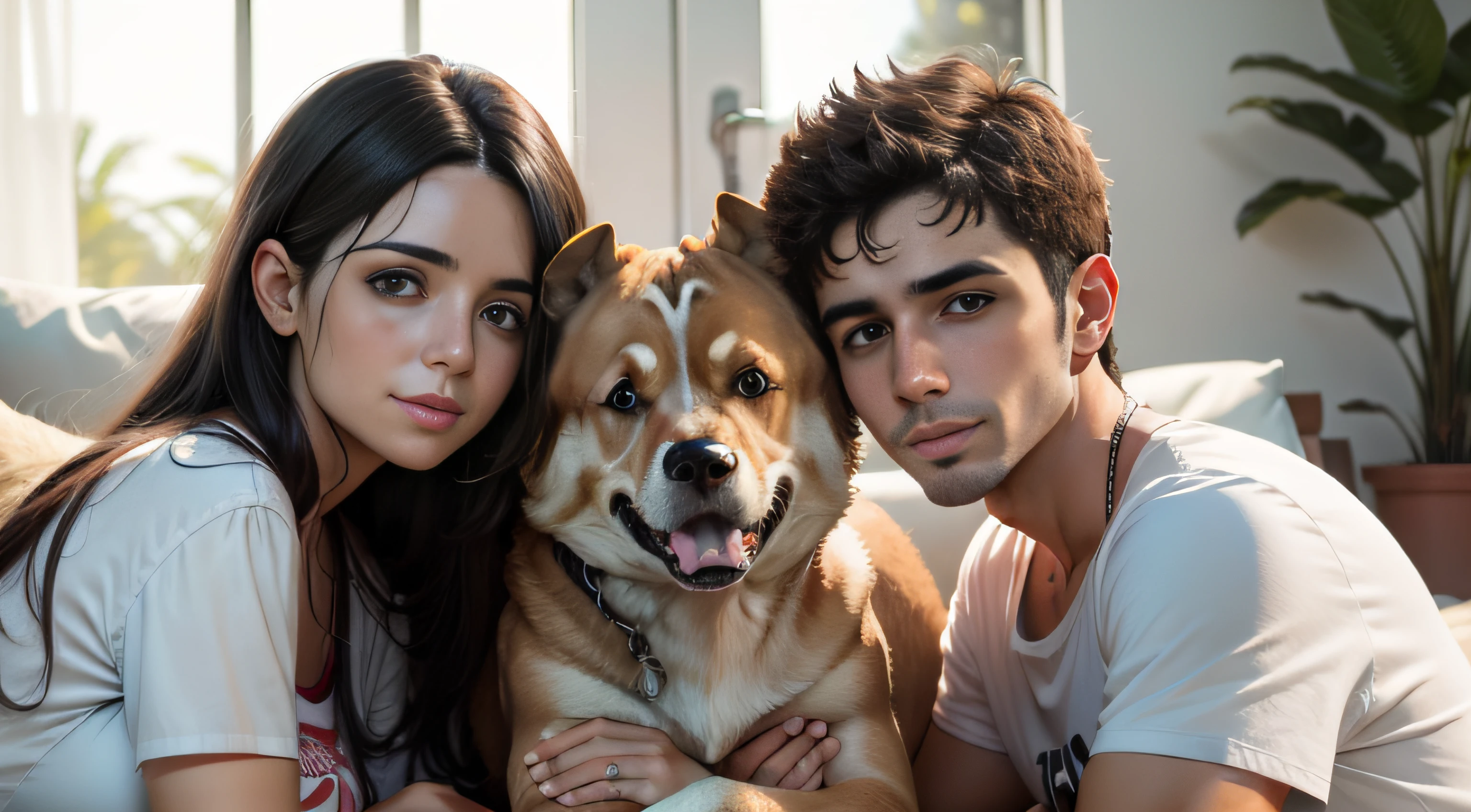 jovem, casado, esposa, filhos, cachorro