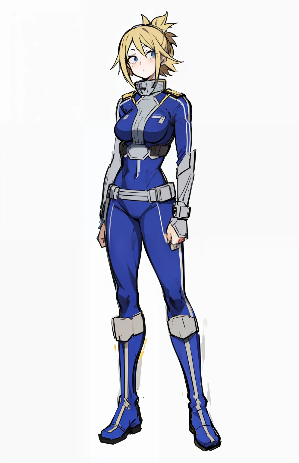 My Hero Academia style, anime Girl, female, wide hips, wide thighs, large breast, Hero suit, full body suit,