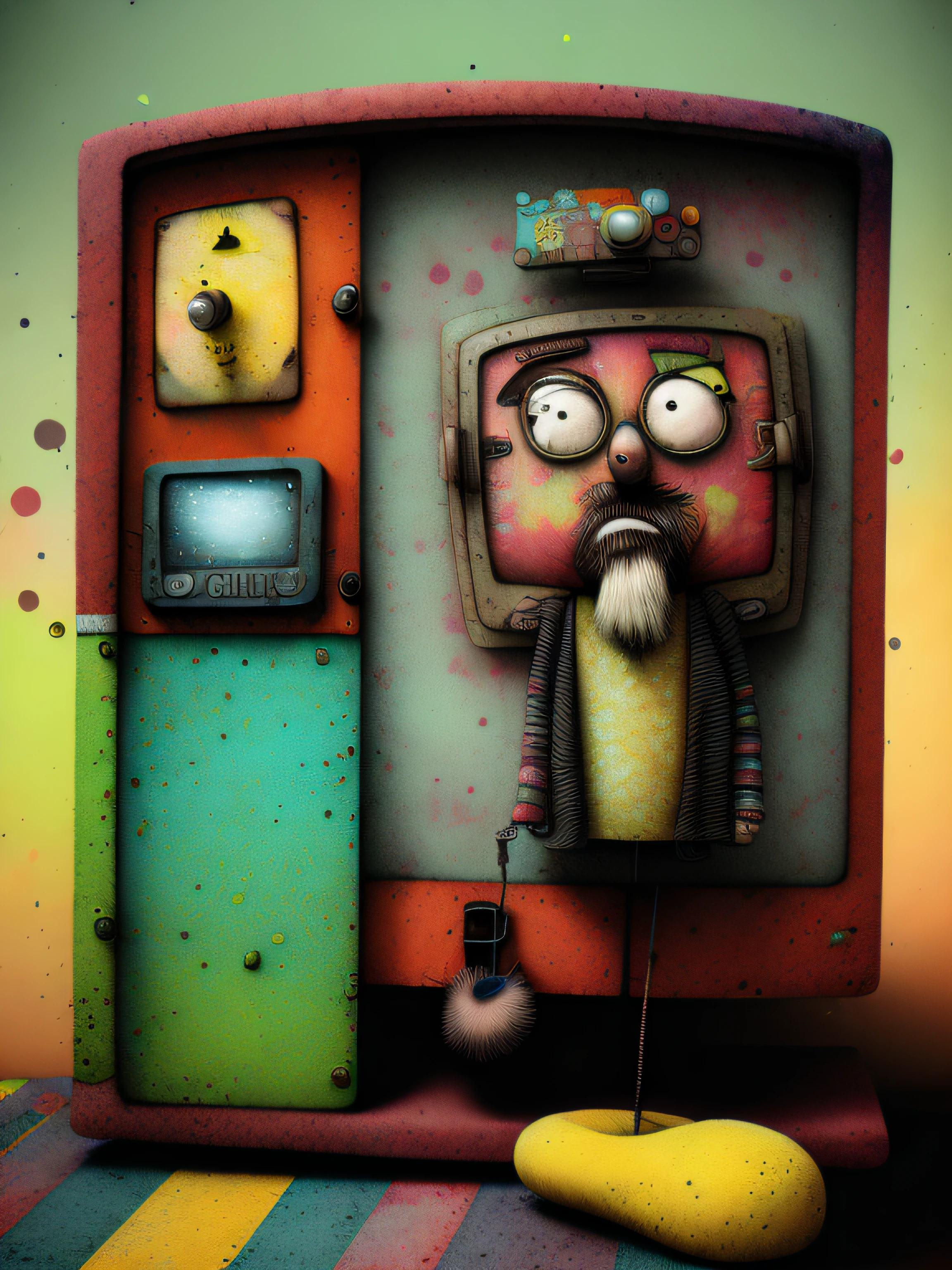 telefono movil , colorido, punk, feliz, optimista, Don Hertzfeldt, El Bosco, Gabriel Pacheco