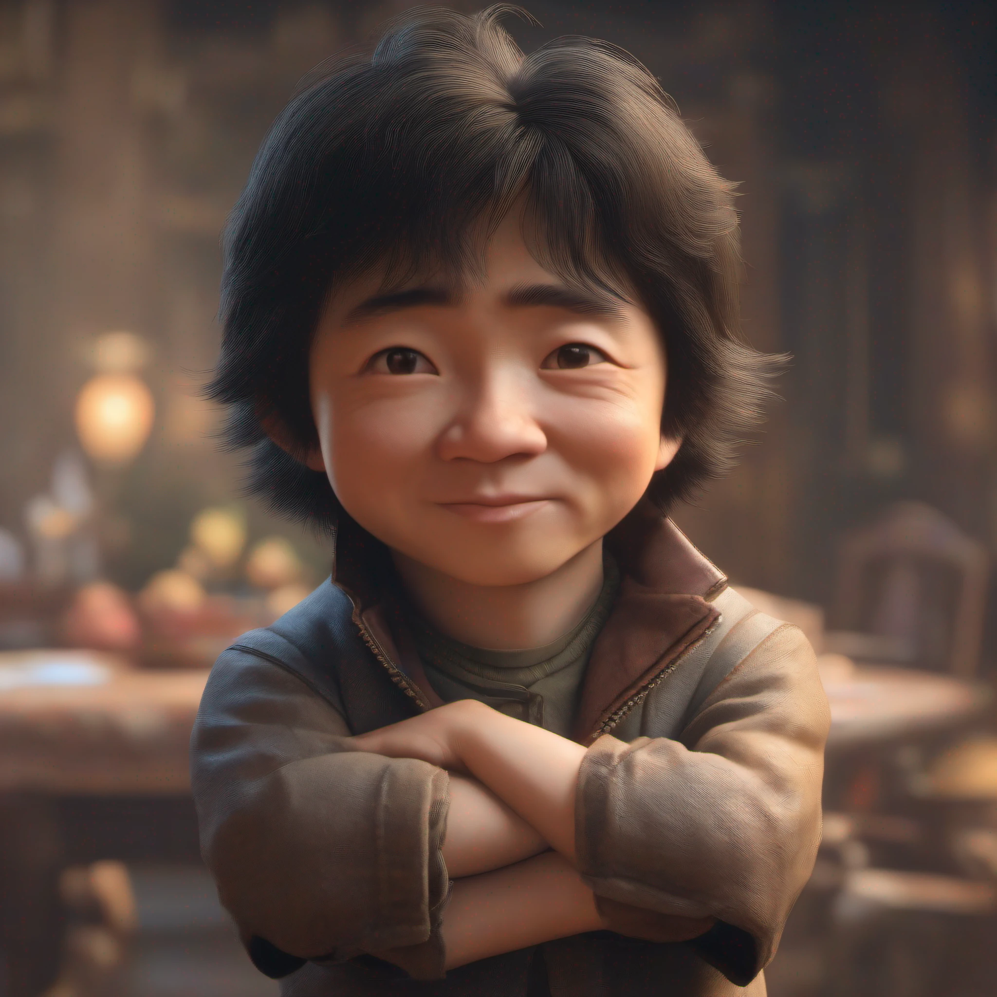 a cute little jackie chan character, intrinsic details, masterpiece, hyper realistic , hd , 8k