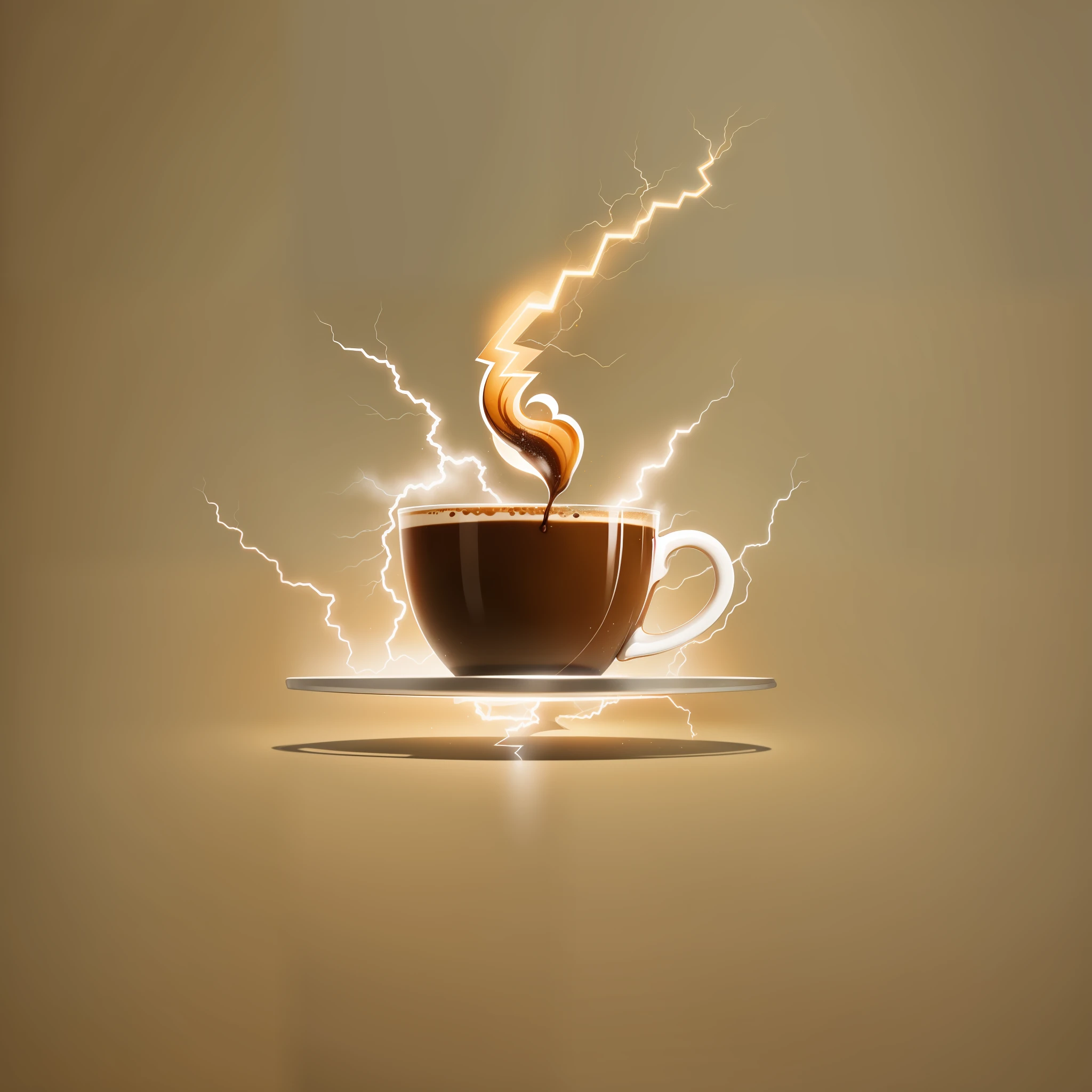 "Create a logo of a cup of coffee with a lightning bolt running from side to side." background limpo