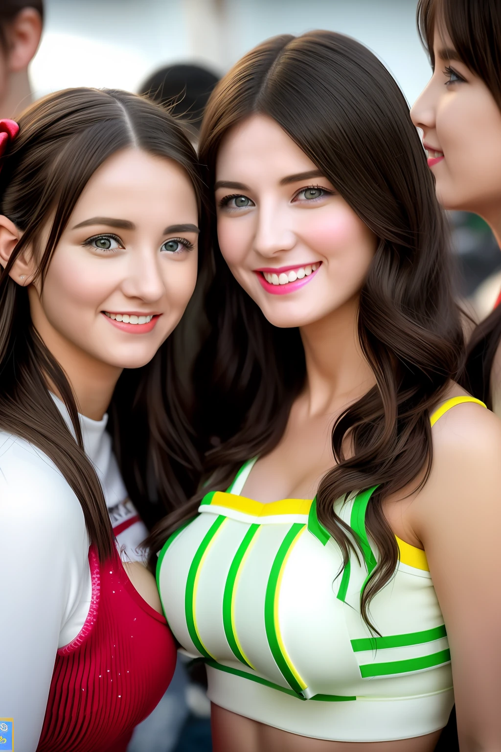 Best quality, 超高分辨率, Detailed face, Realistic face,RAW photo,2girls,duo,navel,(Castel Sant'Angelo in Rome,crowd,winter,Snow),(cheerful big breasts, Energetic, cheerfulness:1.4), Green eyes, Small hairpins for ladybugs,
(hdr:1.4), Dramatic, the complex background, Cinematic, cinematic ligh, (rootkowski, art stations:0.8),
insanely details, Intricate details, ultra - detailed, Low contrast, Soft cinematic light, exposure blend, hdr ,
