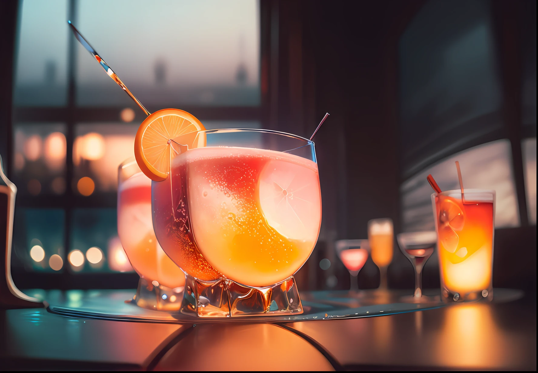 cocktailworld, with big waves, no humans, scenery, street, window, depth of field, ((blurred background)), masterpiece, best quality, ultra detail,
