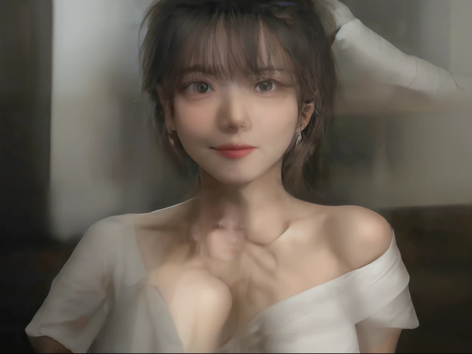 Beautiful Asian woman,  con traje escotado y falda corta negra, torn almost to the buttocks,  ultradetallada e hiperrealista arte, rostro delicado, as a sweet and tender child, 4k hdr, High dynamic contrast,  very small, red panties, se le nota su vagina bien marcada en la braga, piel blanca, pallor,  Wet,  de frente, con piernas abiertas, mirada seductora, sudada, bien maquillada, albina