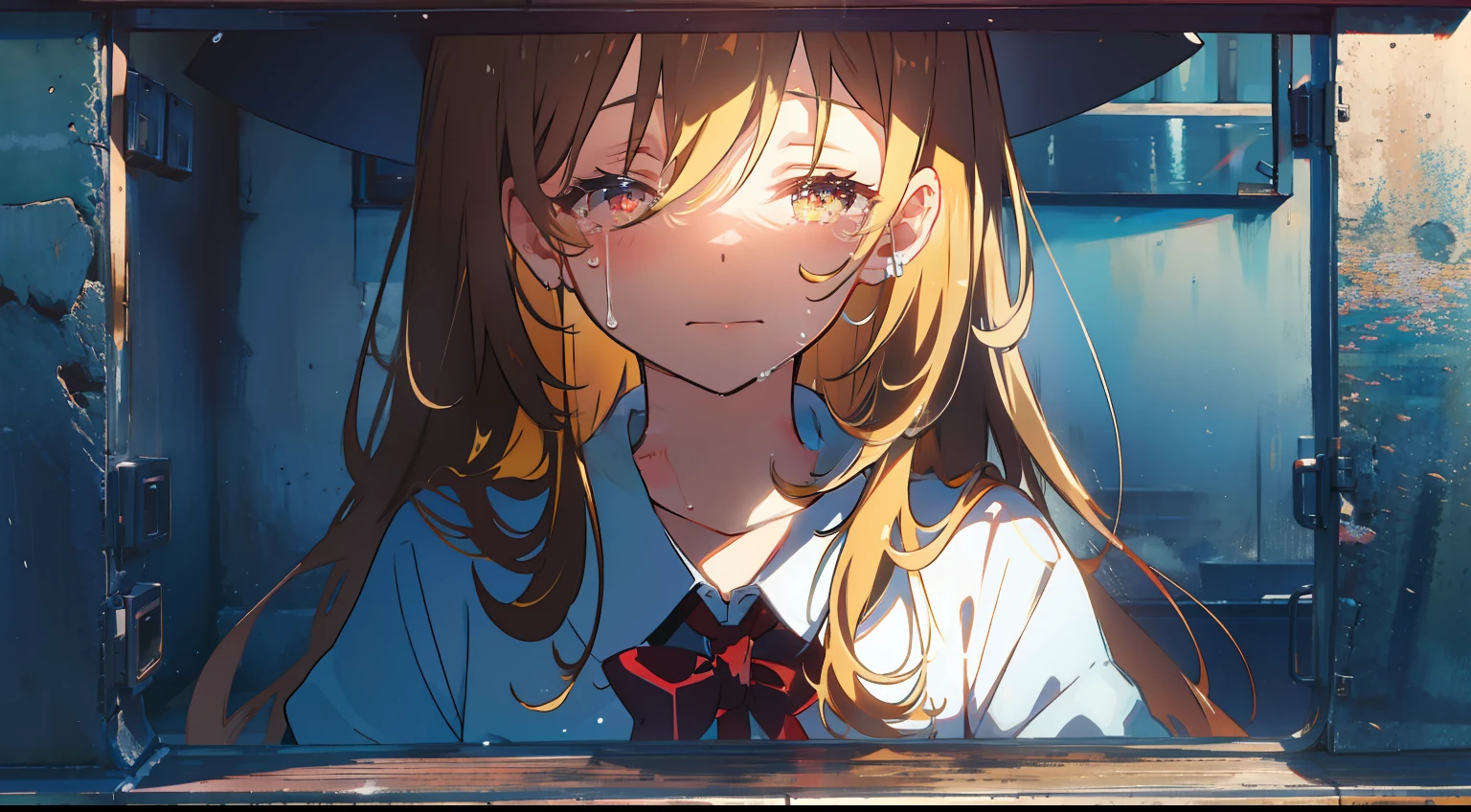 One girl、Open your eyes、crying how bright、masterpiece、Top image quality