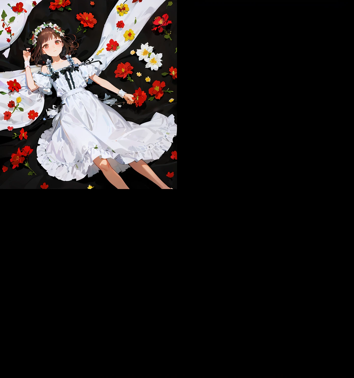 Two-dimensional li,She wore white silk and a princess dress, her hair was long and spread out, she had a pair of large water spirit eyes, and a cherry blossom tree was shining in the sun
